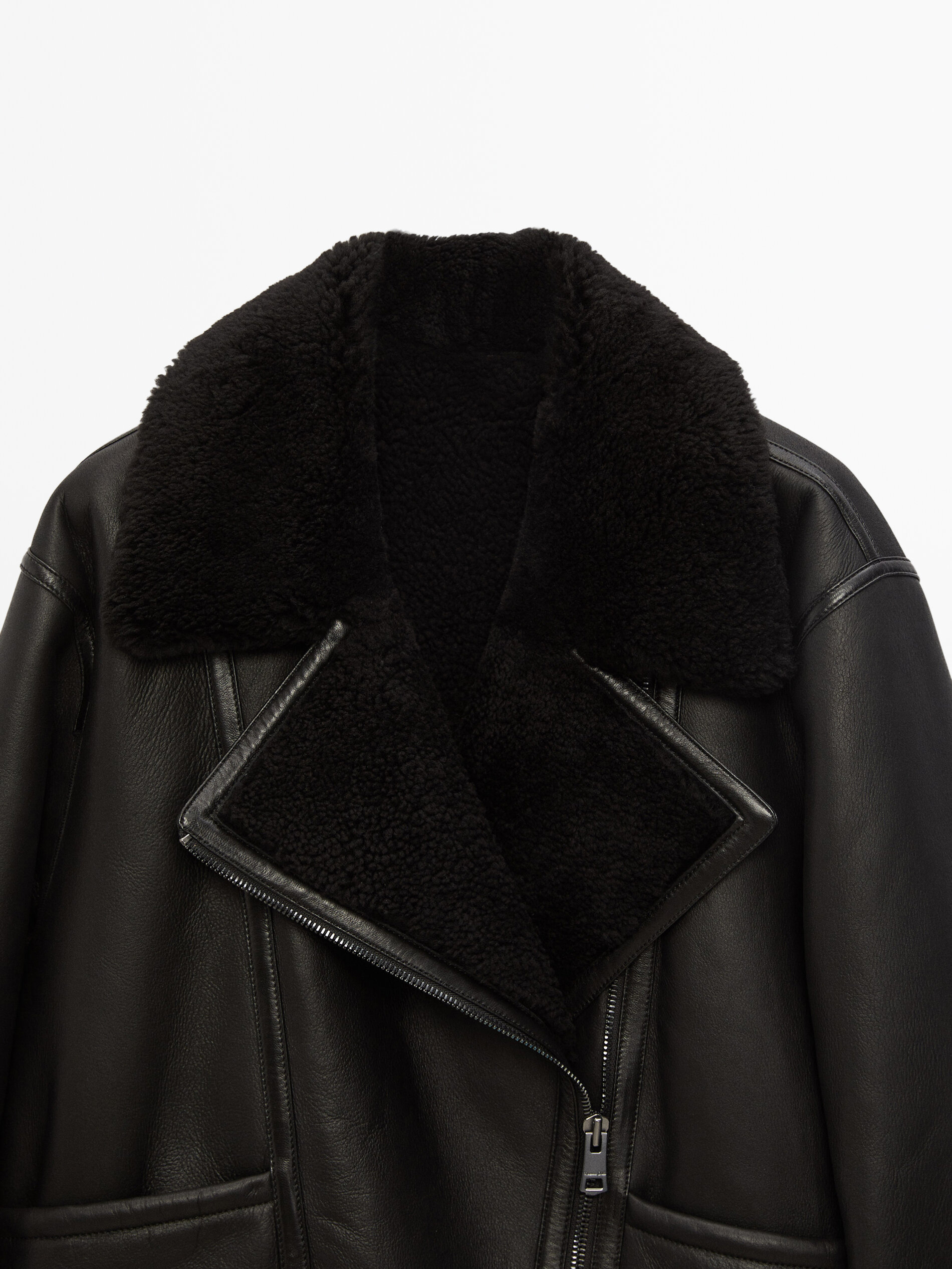 massimo dutti black leather jacket