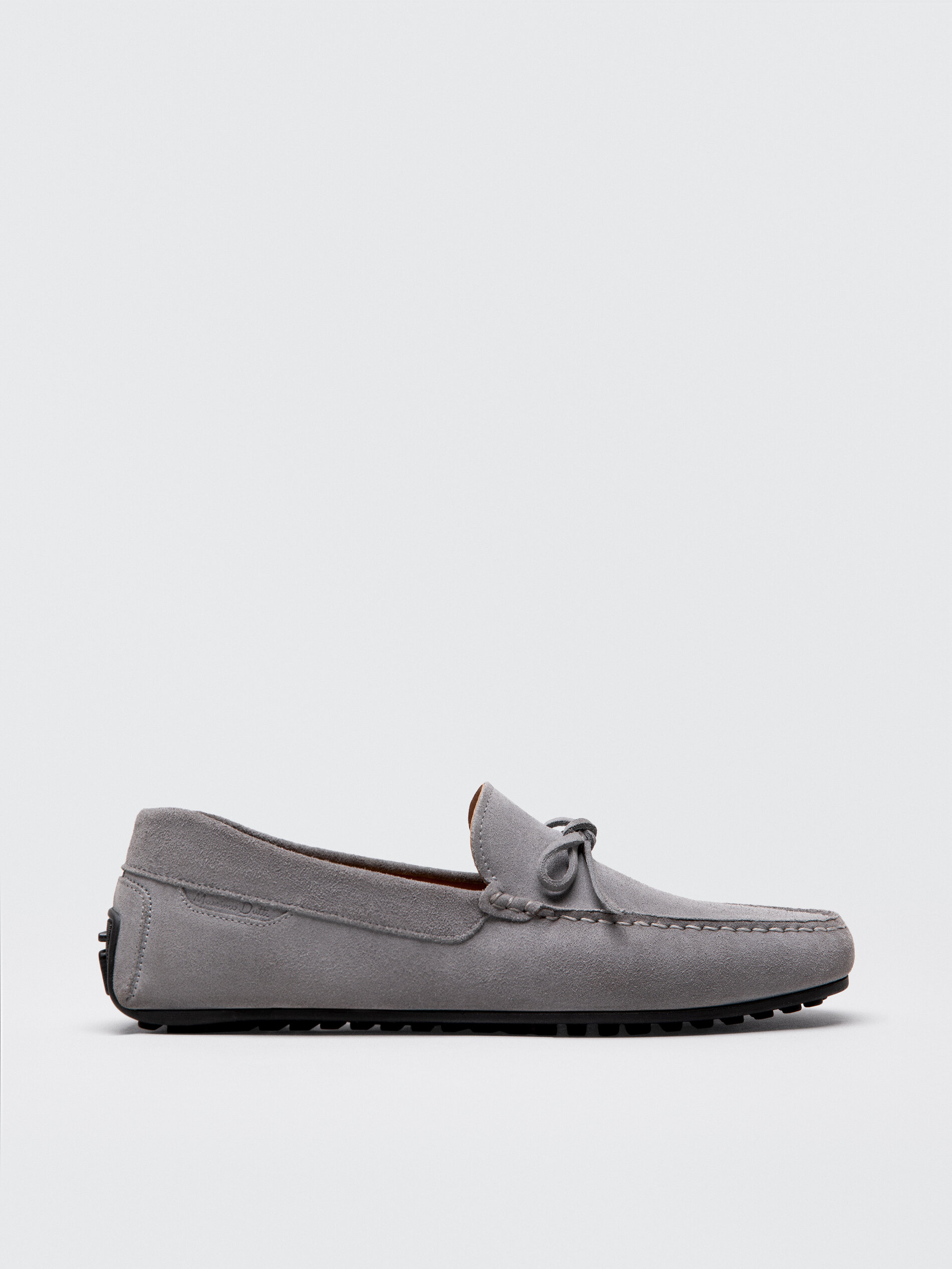GREY SPLIT SUEDE LEATHER LOAFERS null - Massimo