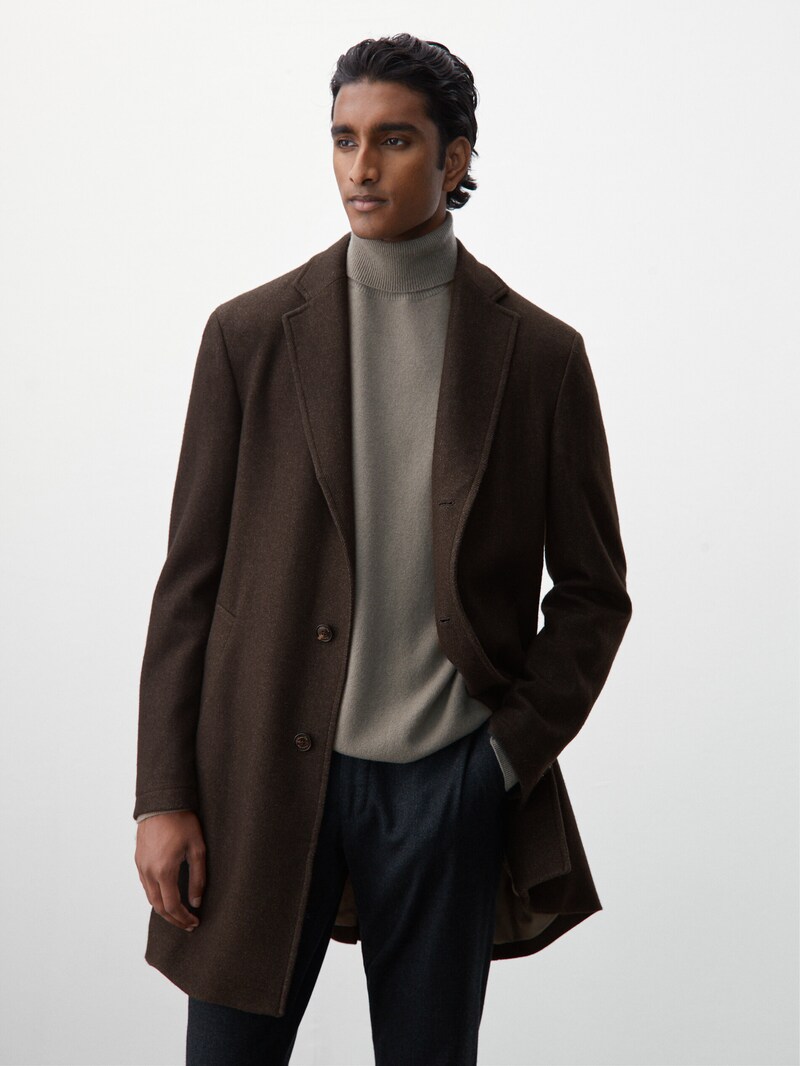 Null的卡其色染色羊毛大衣massimo Dutti Mainland China 中国大陆