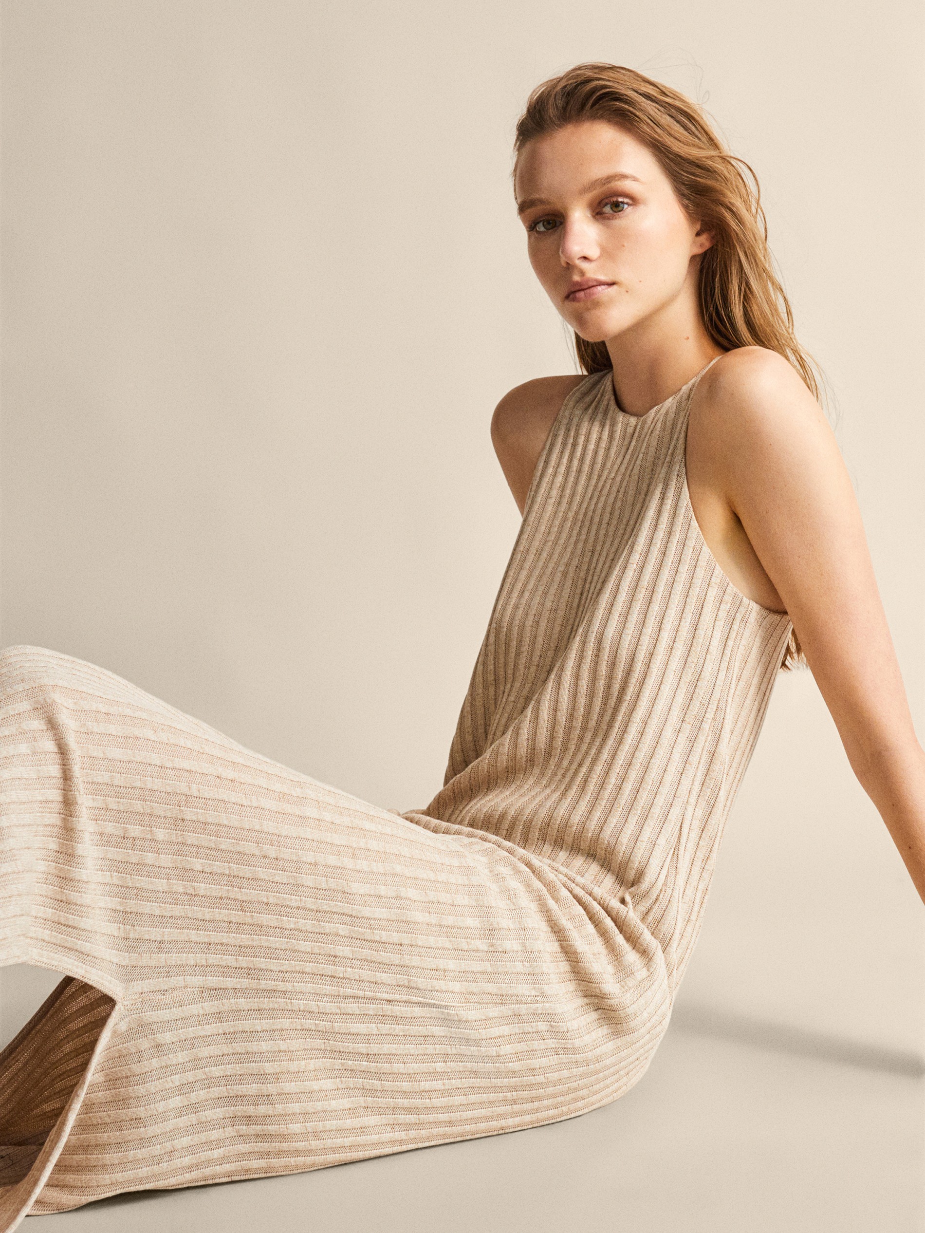 massimo dutti ribbed dress with belt