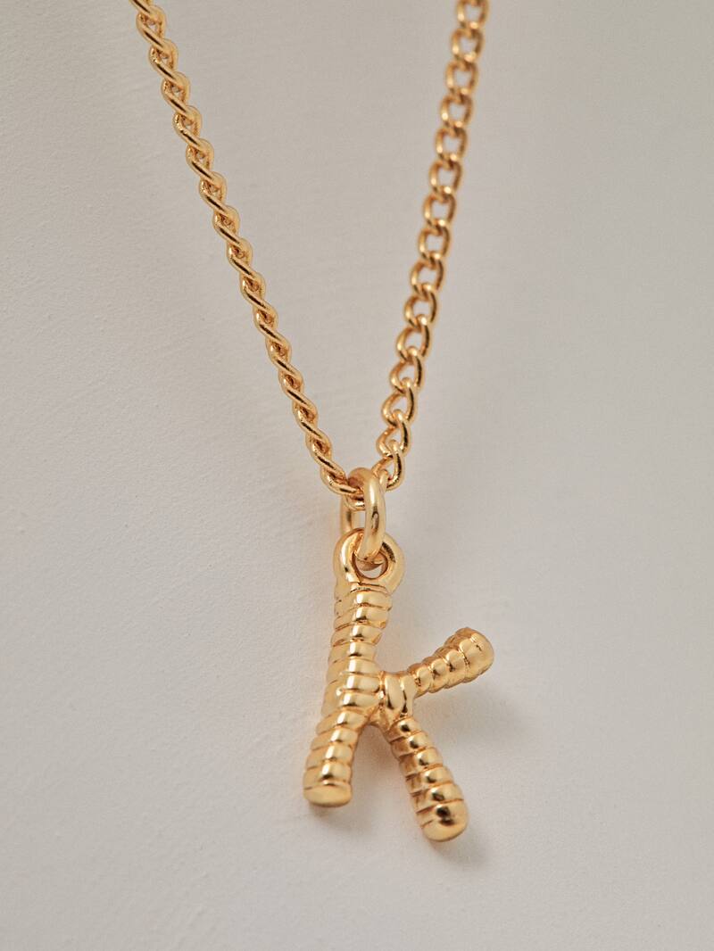 Gold Plated Letter K Necklace Women Massimo Dutti