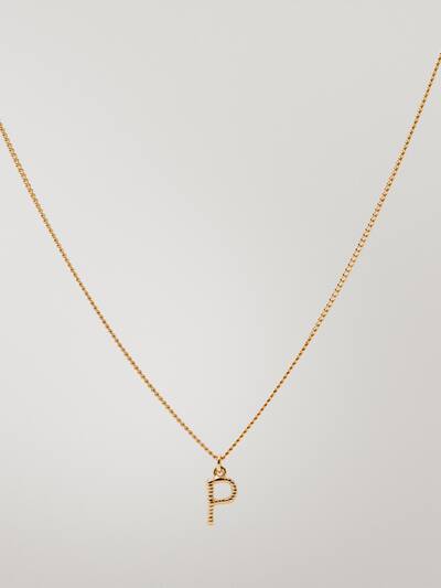 Gold Plated Letter P Necklace Massimo Dutti