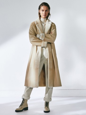 Belted mouton coat - null - Massimo Dutti