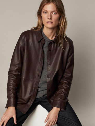 100% leather shirt - Women - Massimo Dutti