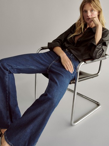 Relaxed wide-leg jeans - Women - Massimo Dutti