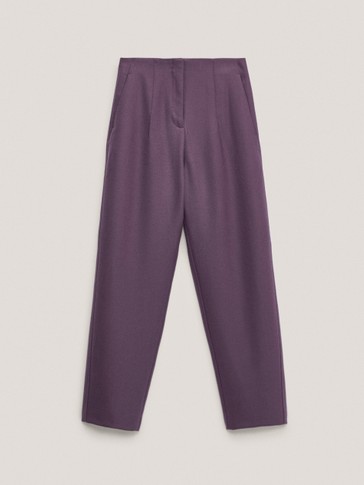 wool twill trousers - Women - Massimo Dutti
