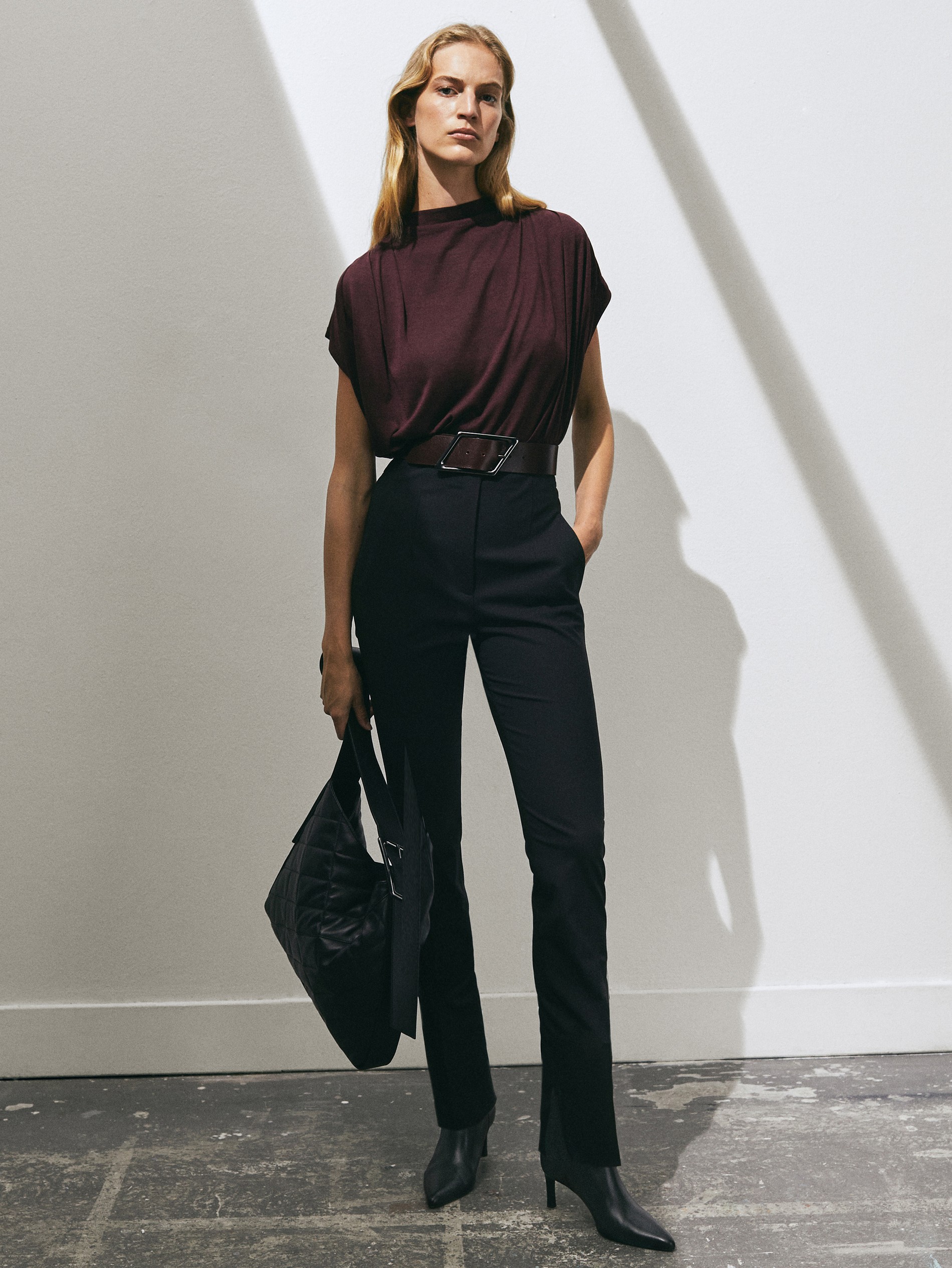 black slim high waisted trousers