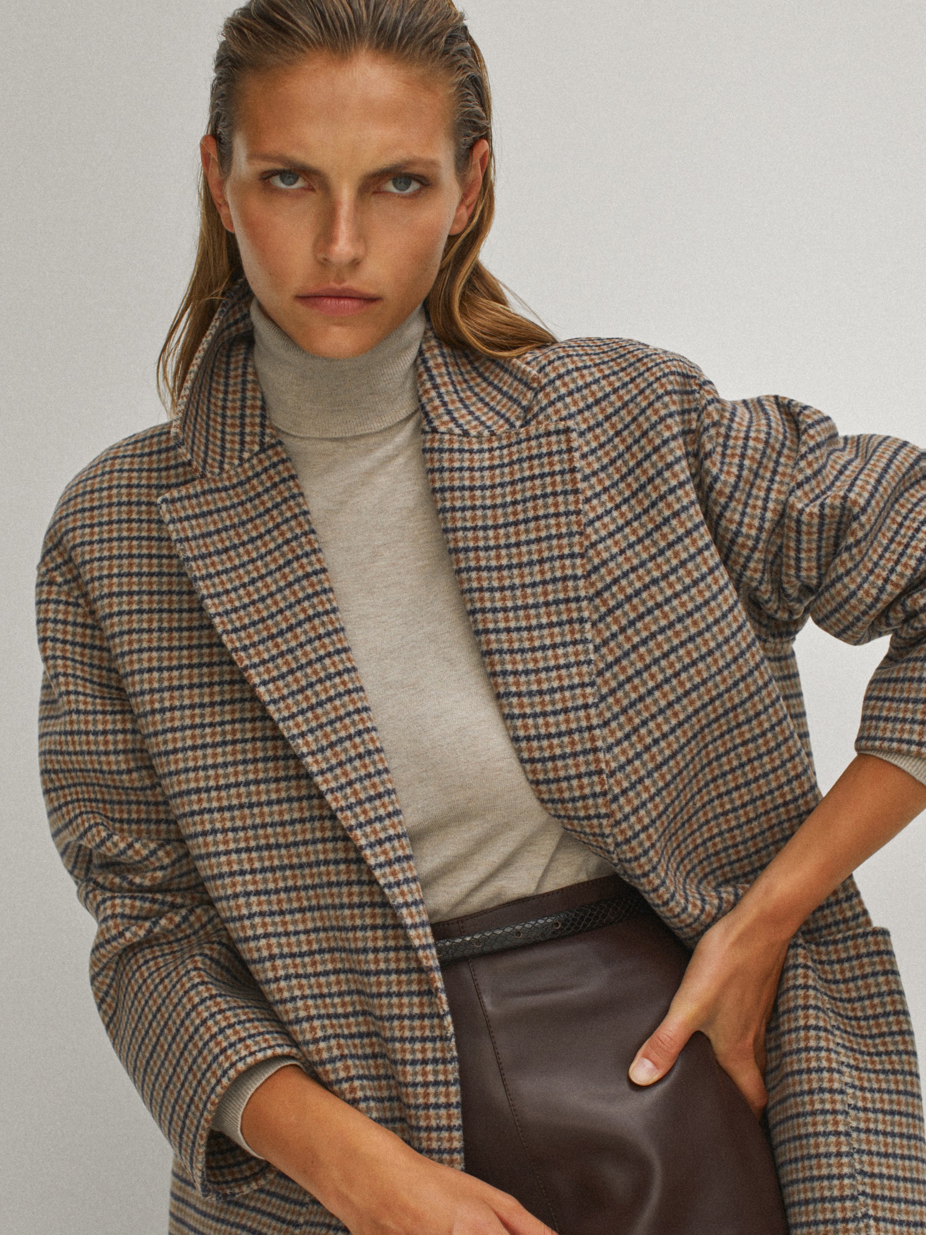 massimo dutti checked coat