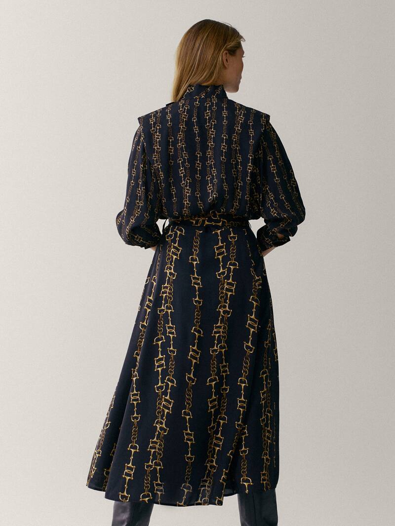 Chain Print Dress Women Massimo Dutti