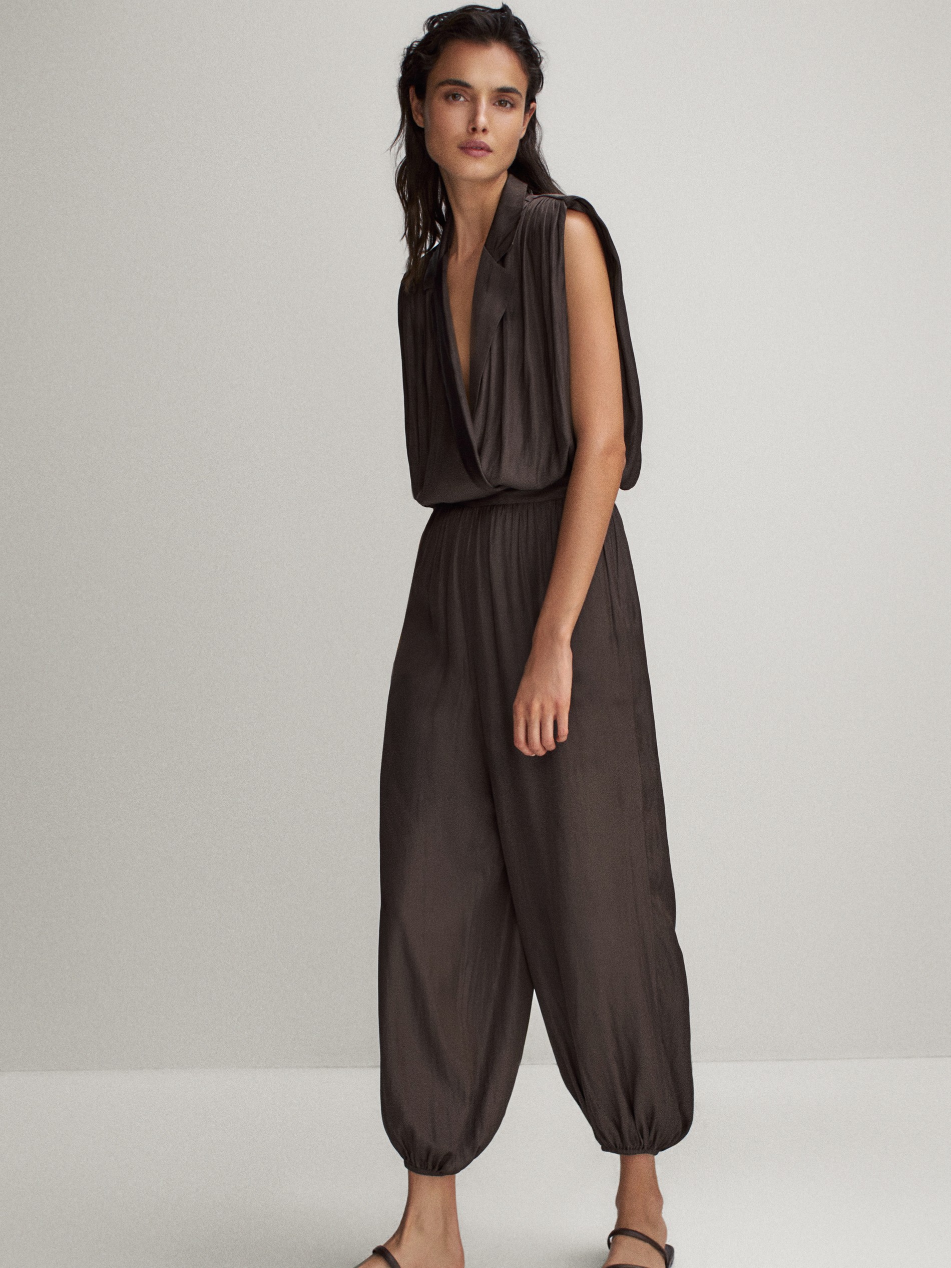 massimo dutti leather jumpsuit