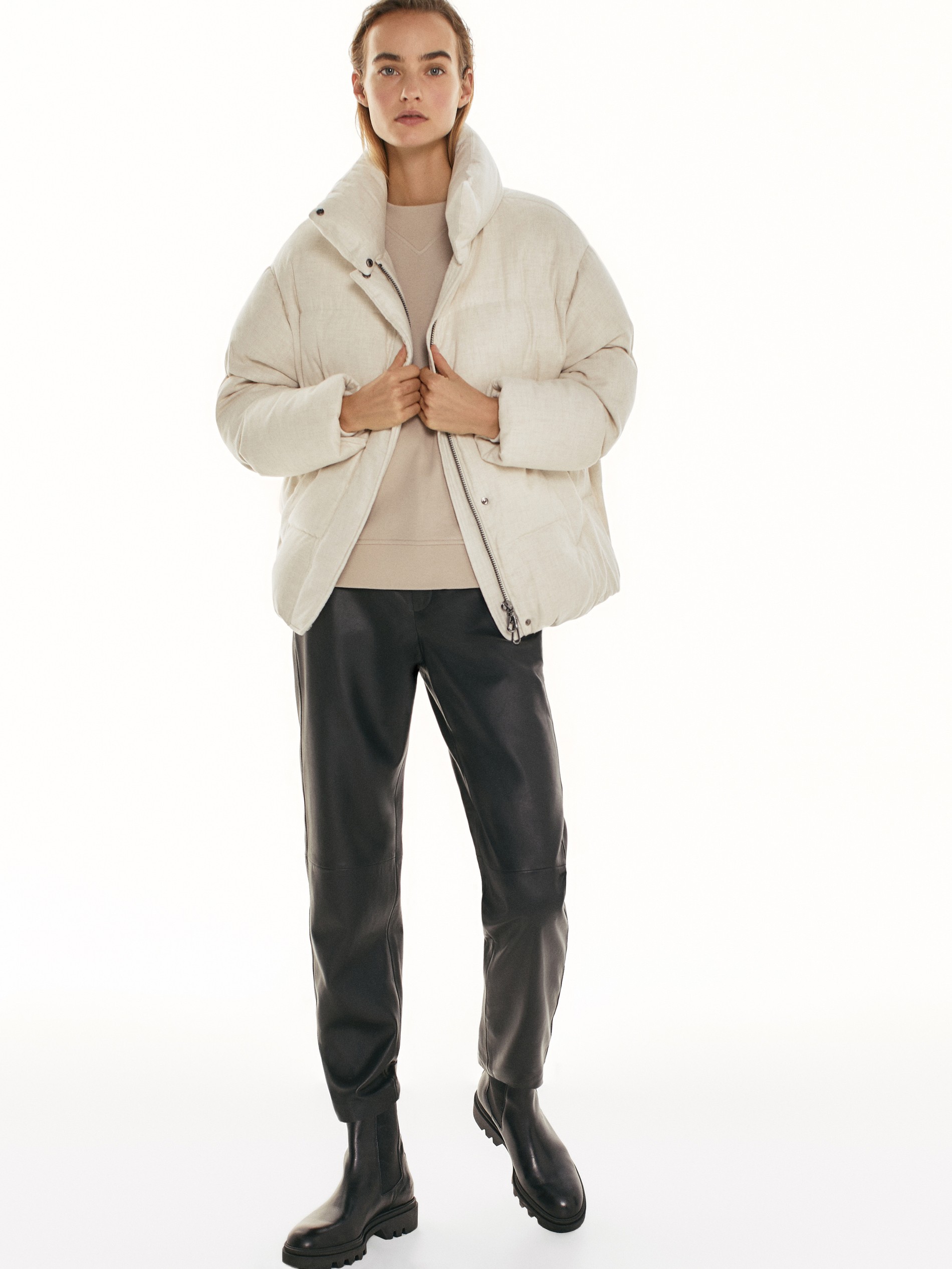 Short melange down jacket - null 