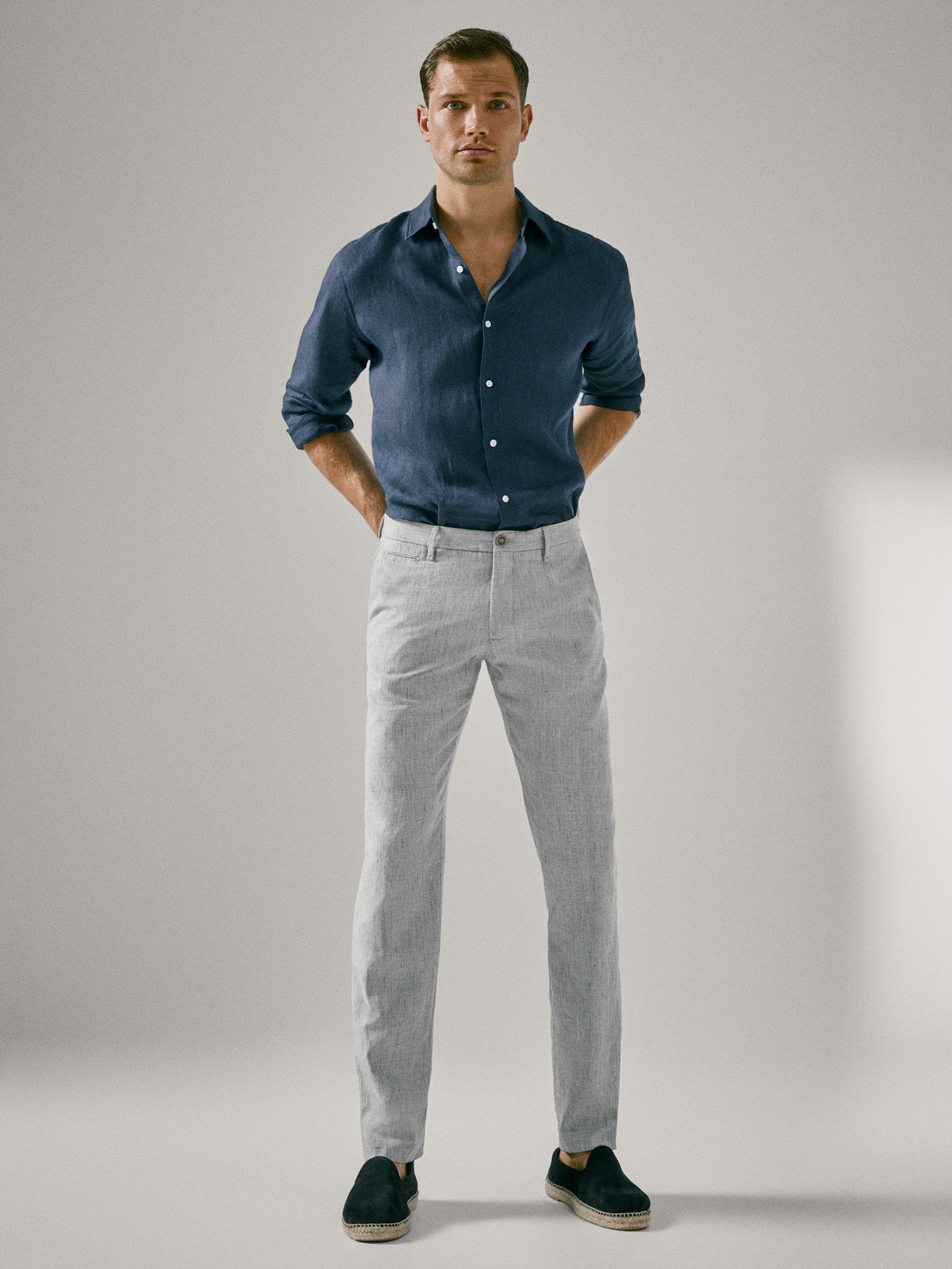 mens slim fit linen trousers