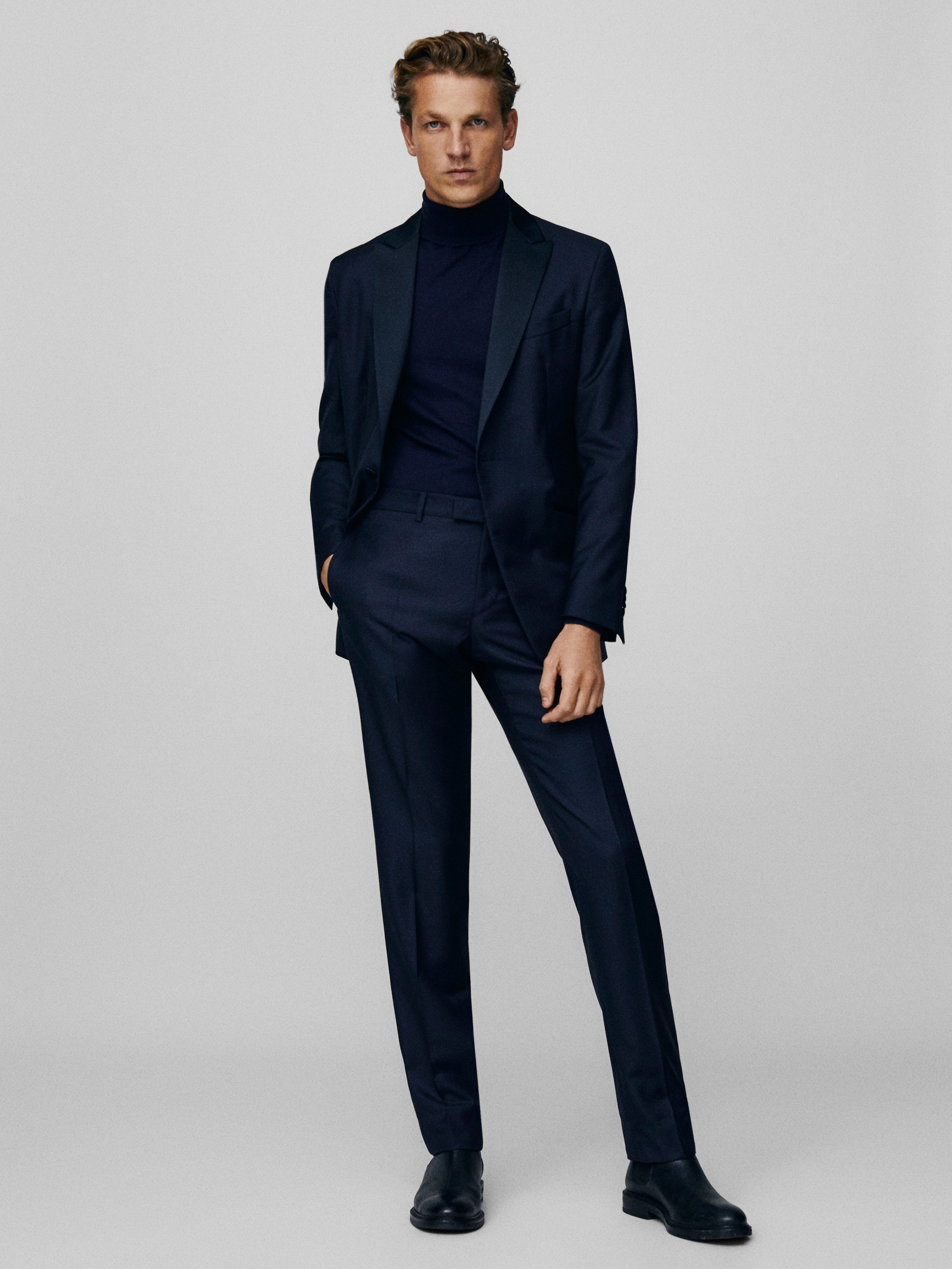 slim navy trousers womens