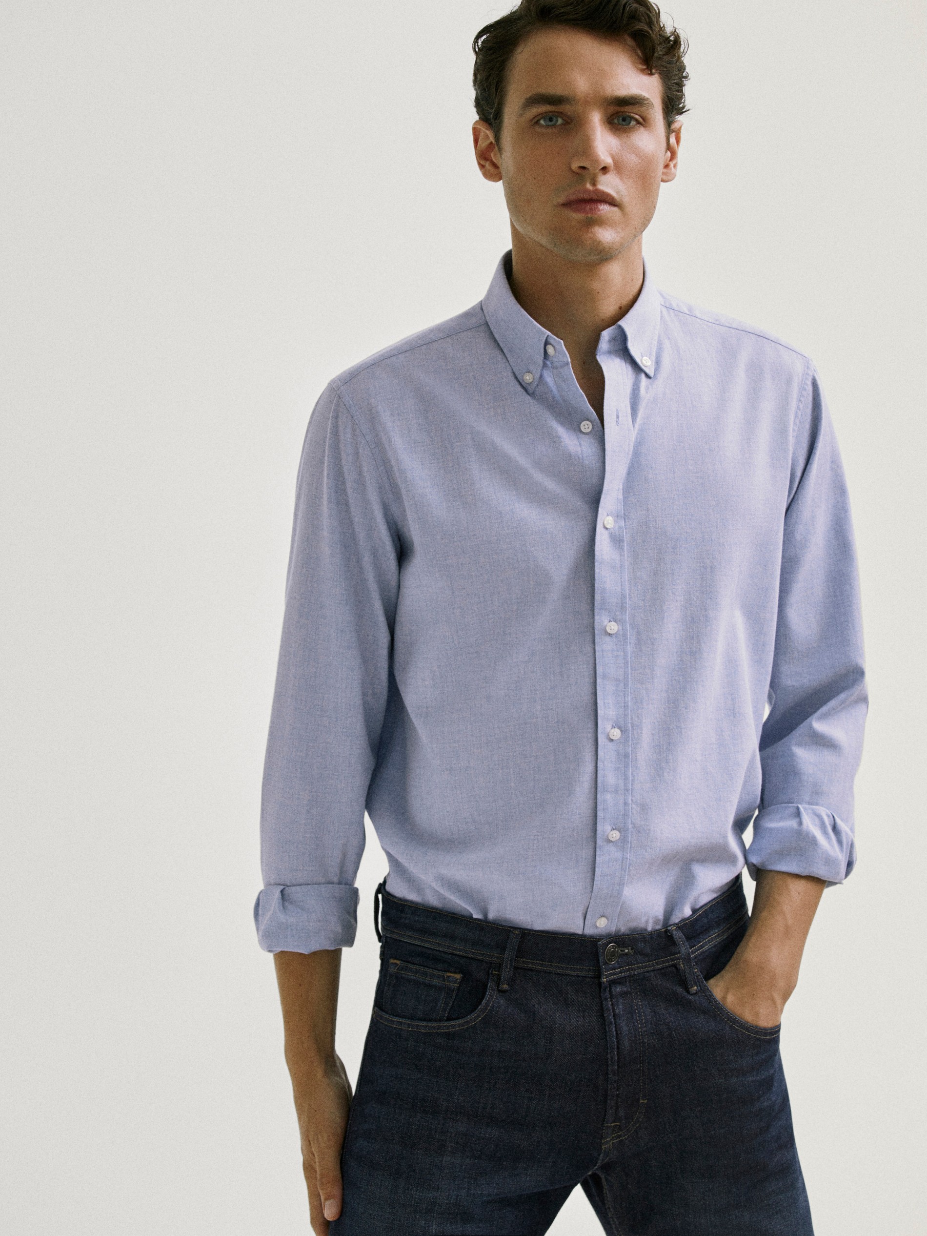 mens denim shirt with elbow patches