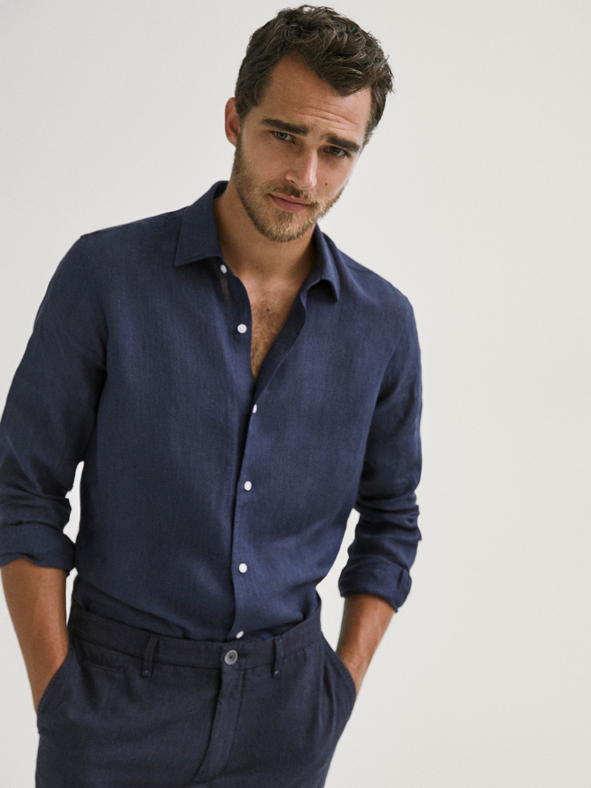 mens slim linen shirt