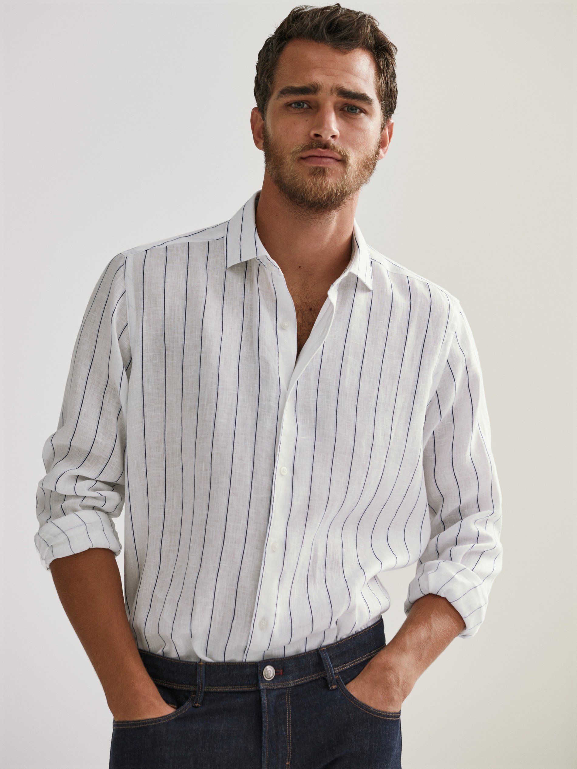 linen shirt and jeans