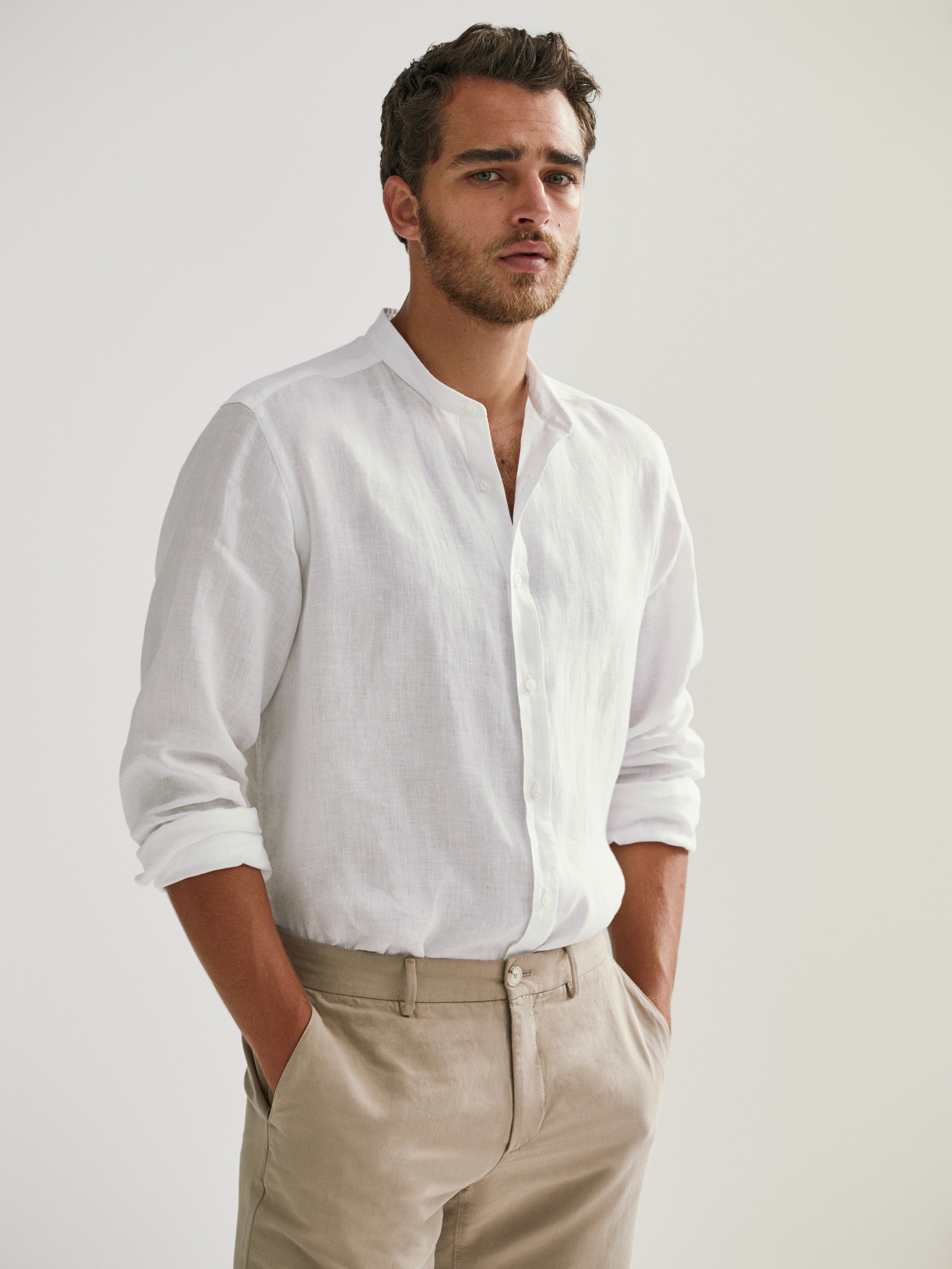khaki slim fit shirt