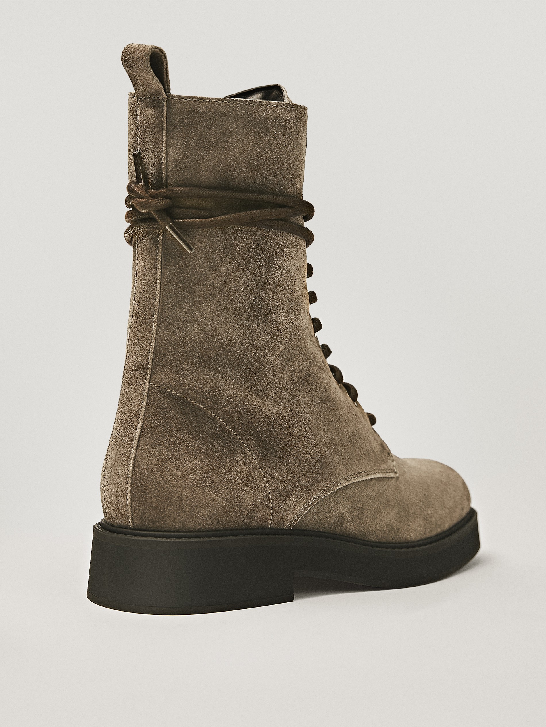 TAUPE SPLIT SUEDE LACE-UP BOOTS - Women 