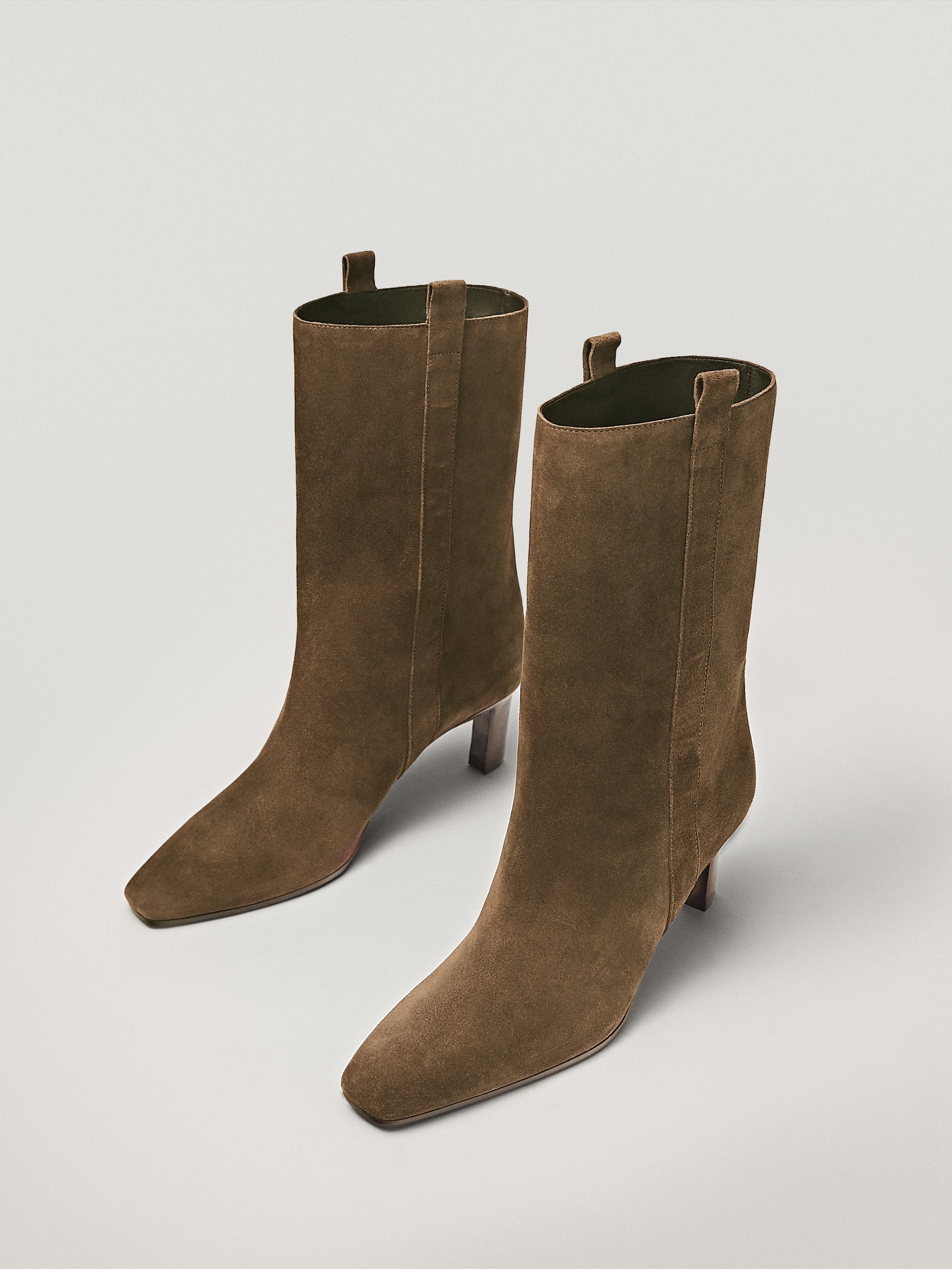 suede mid heel boots