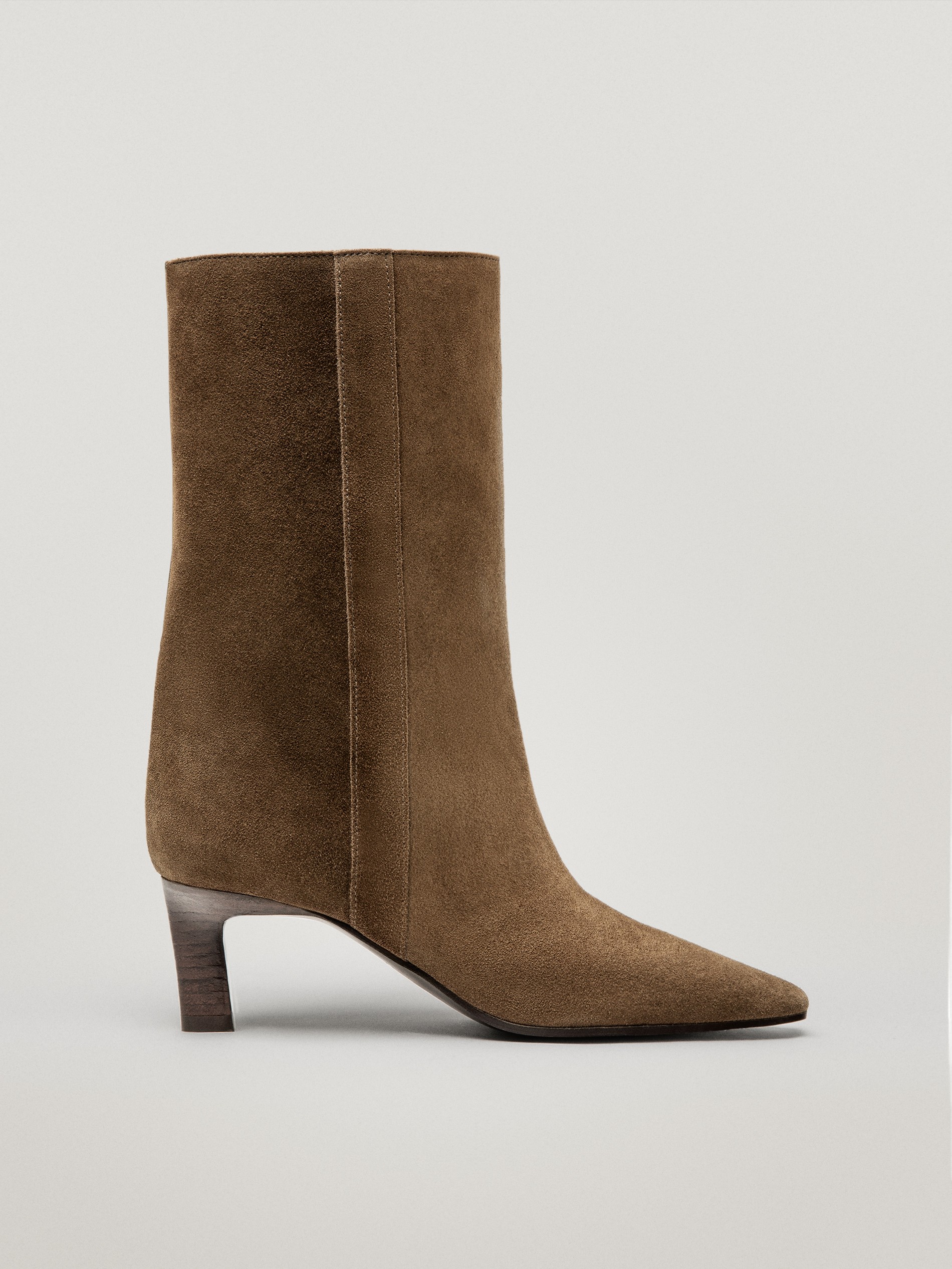 mid heel leather boots