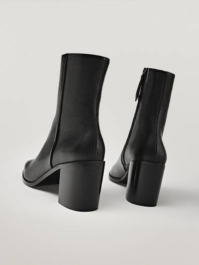Black Wide Heel Ankle Boots Women Massimo Dutti