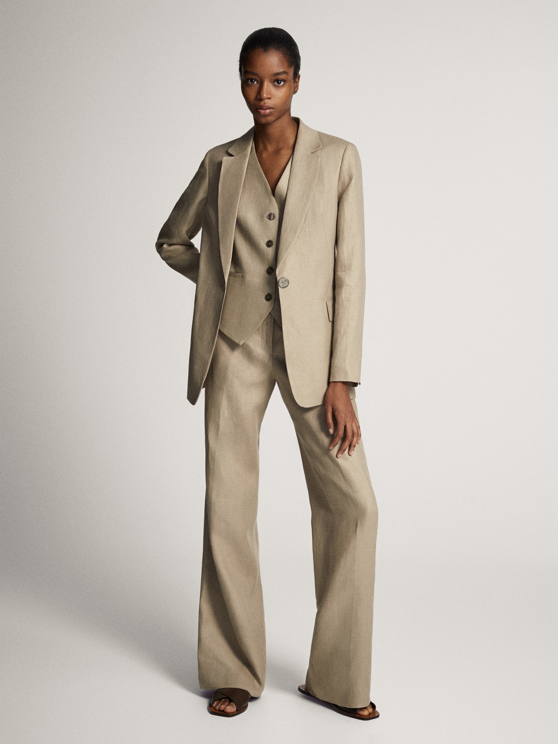 beige suit trousers womens