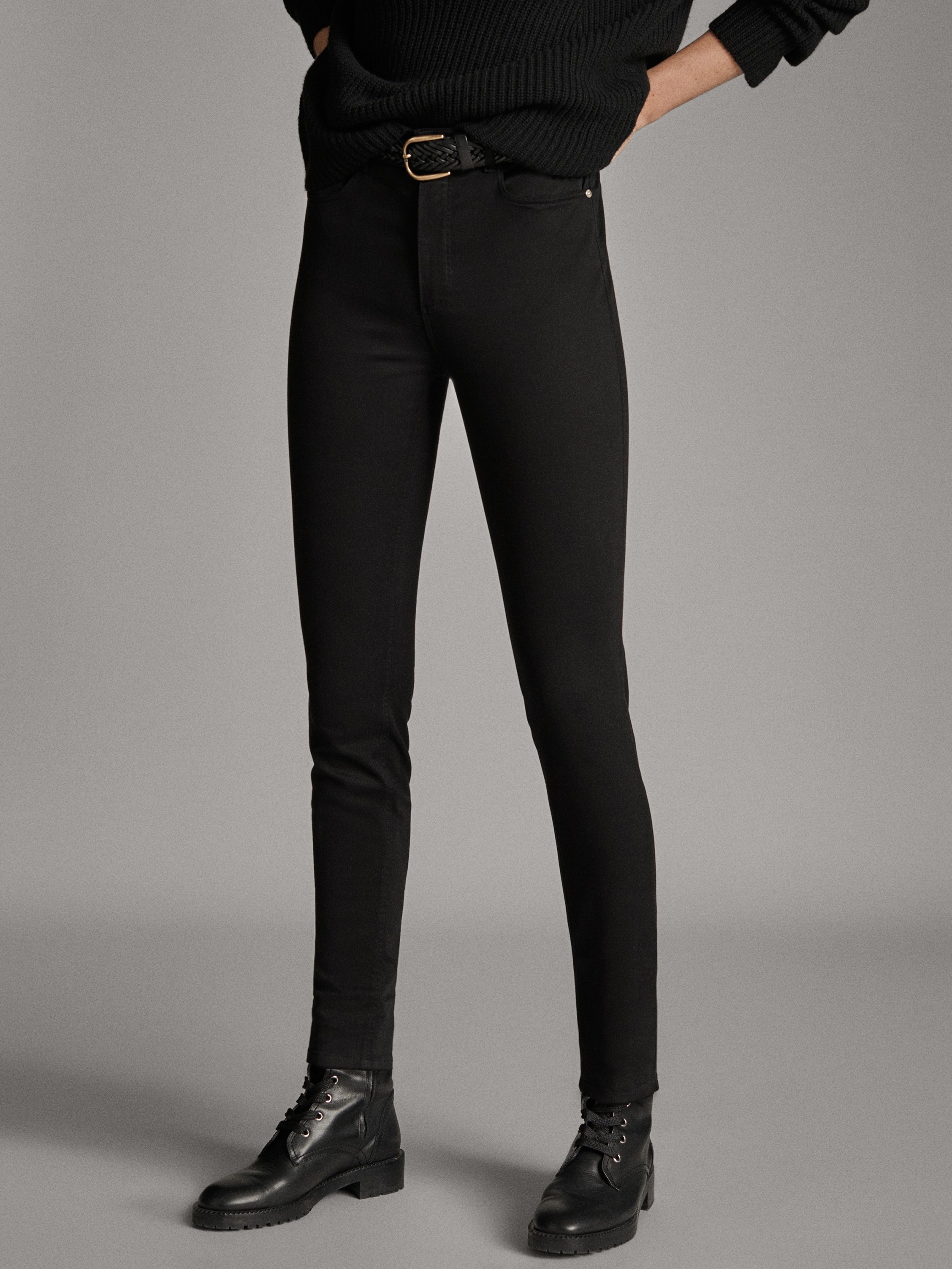 black satin skinny trousers womens