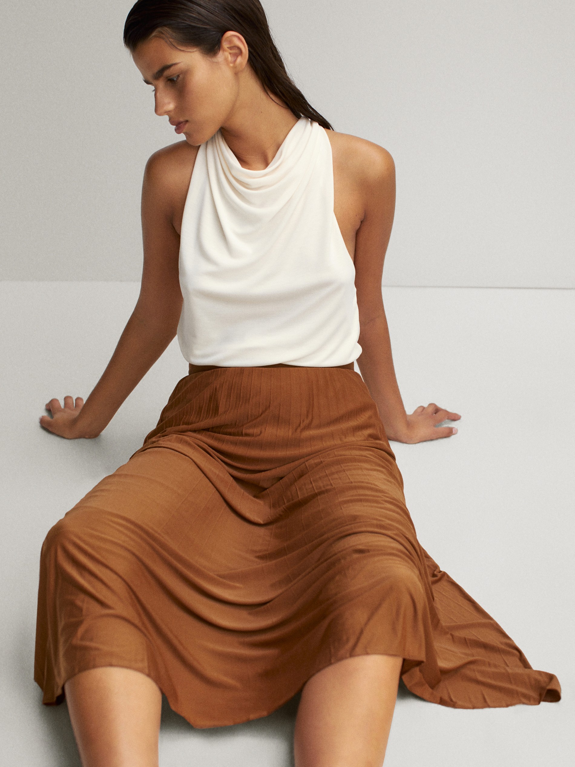 mid length pleated skirts 80