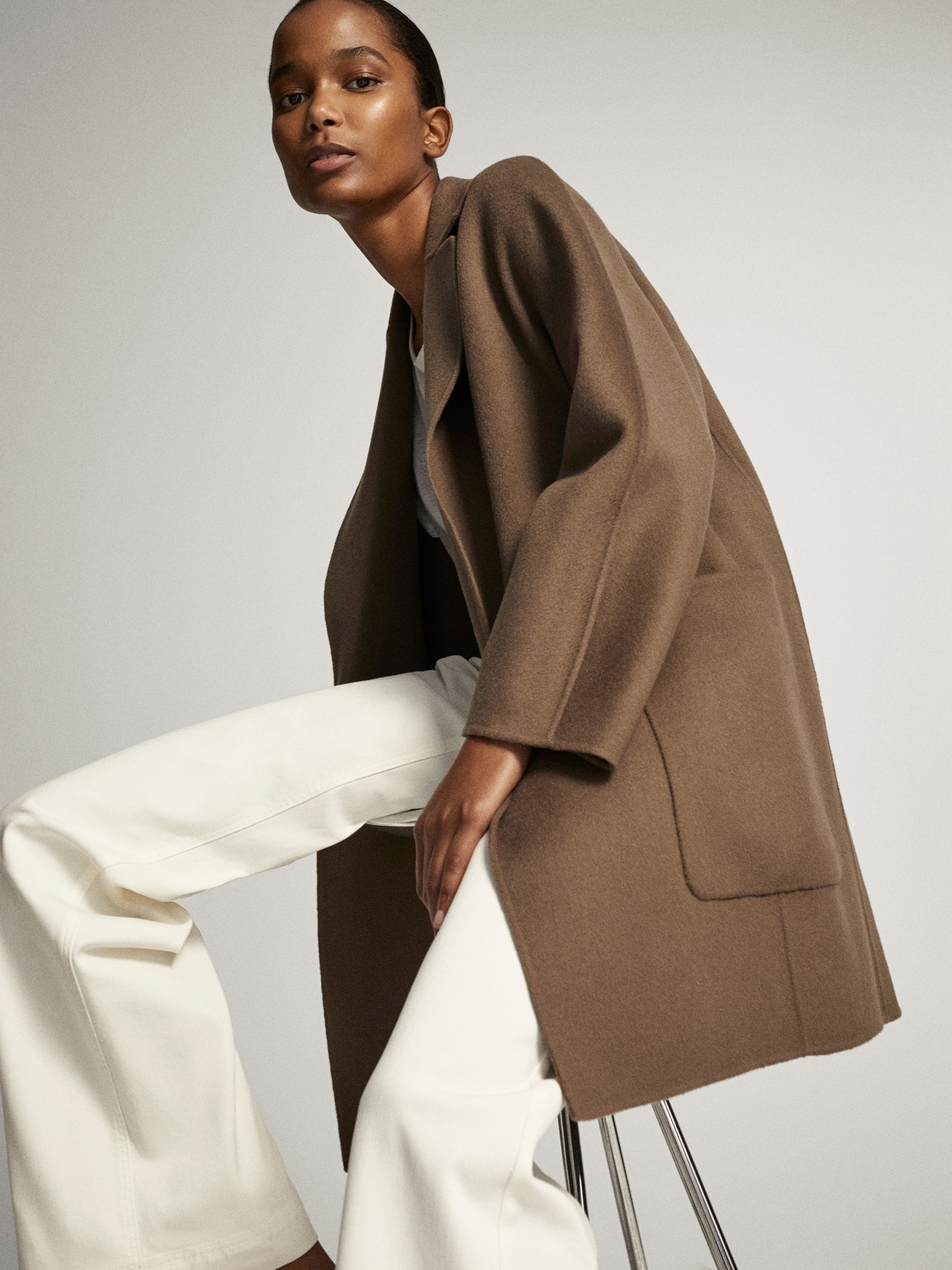 wrap around wool coat