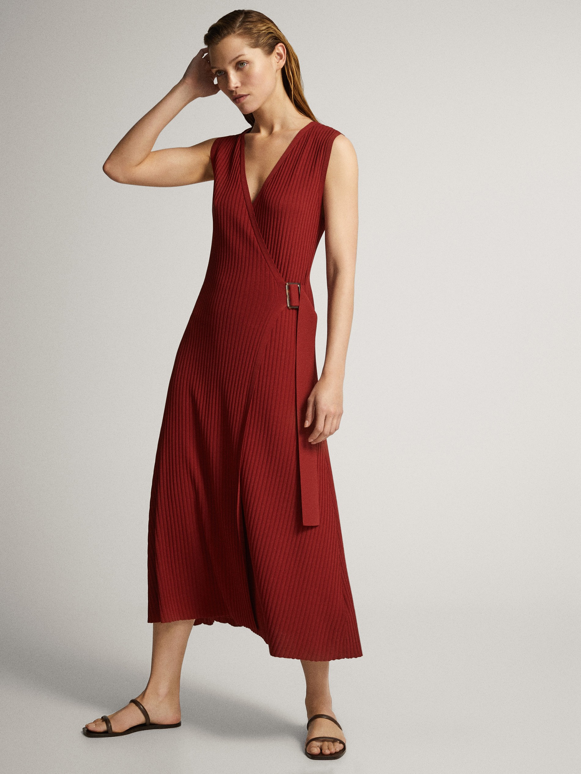 red dress massimo dutti