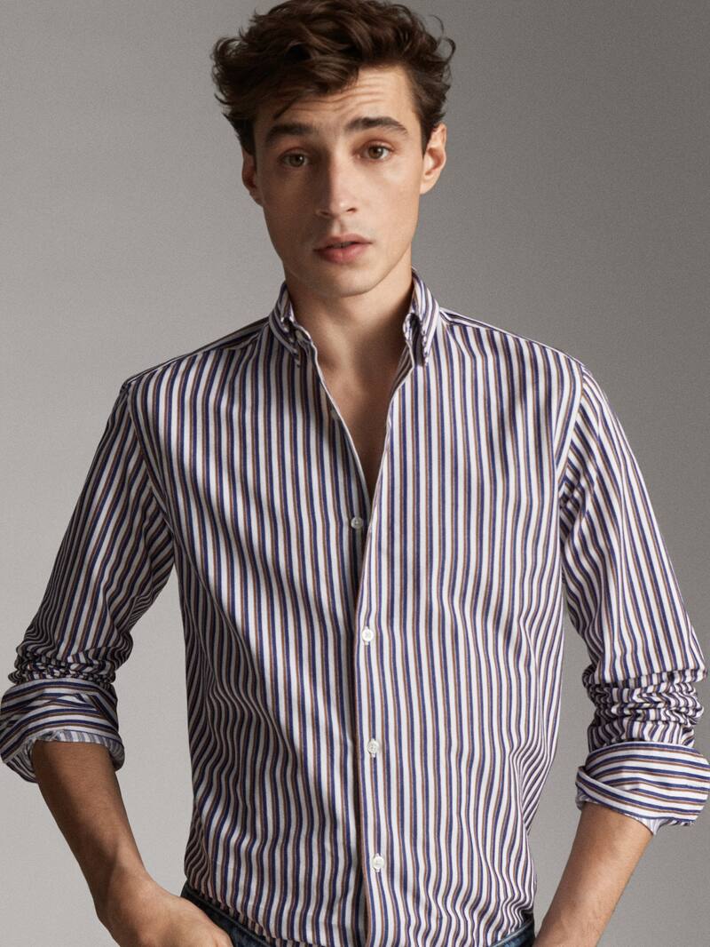 Slim Fit Two Tone Striped Shirt Men Massimo Dutti