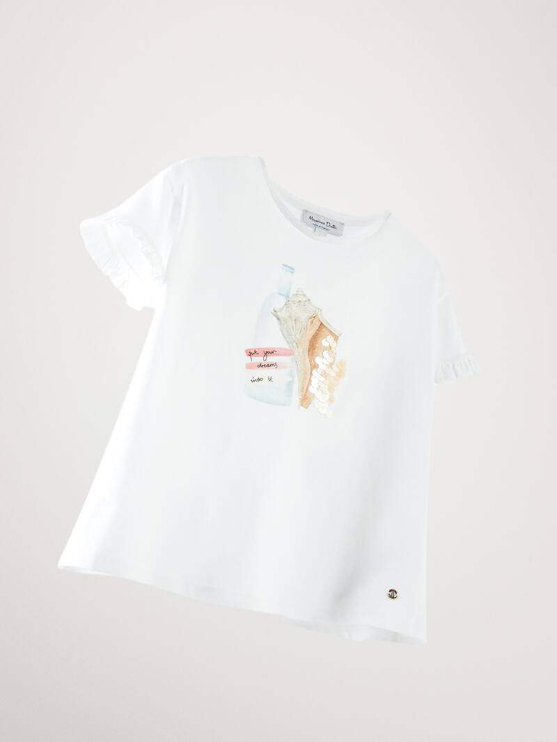 Message In A Bottle Cotton T Shirt Null Massimo Dutti