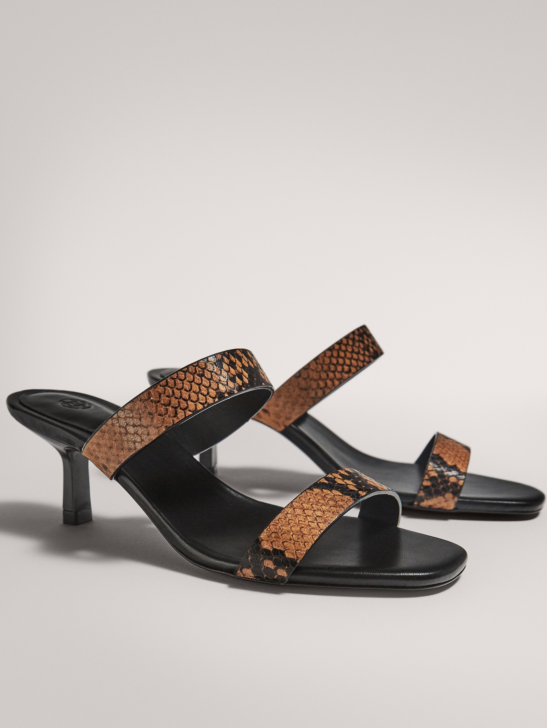 leopard print mid heel sandals