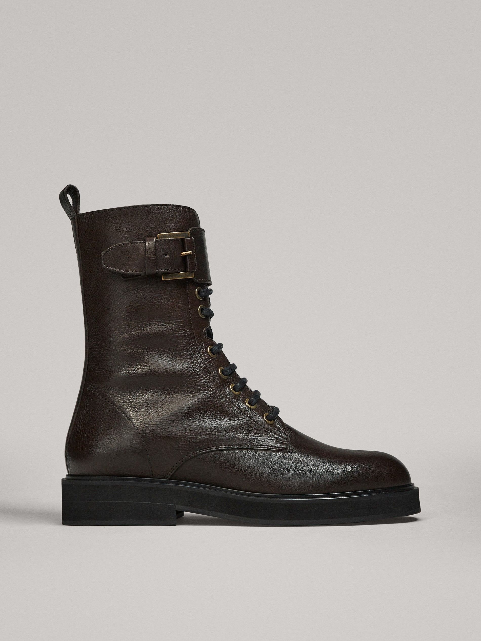 flat leather lace up ankle boots