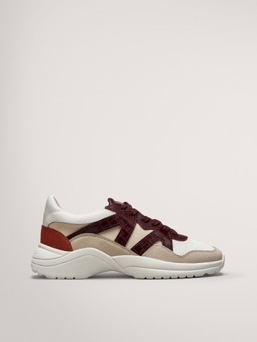 Combined Trainers With Burgundy Pieces Null Massimo Dutti