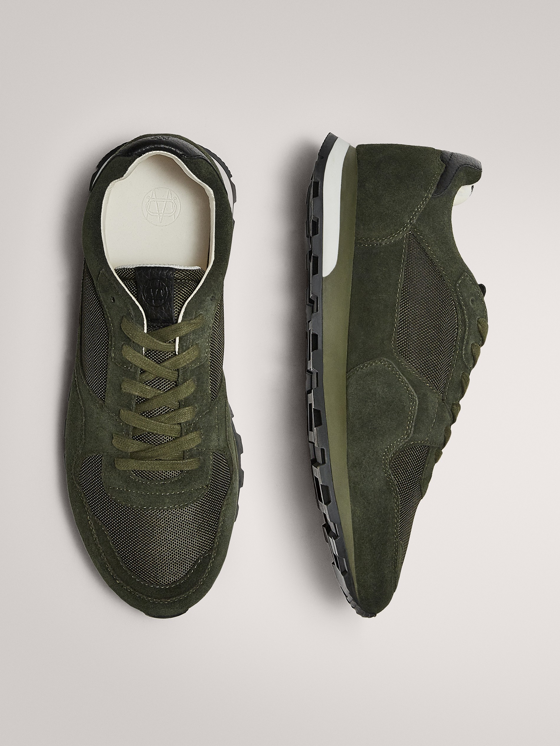 khaki suede trainers