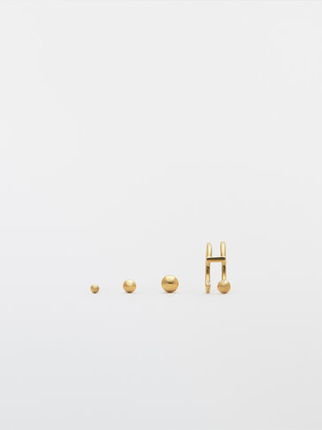 抗水镀金铆钉耳环 + 全耳式耳环套装