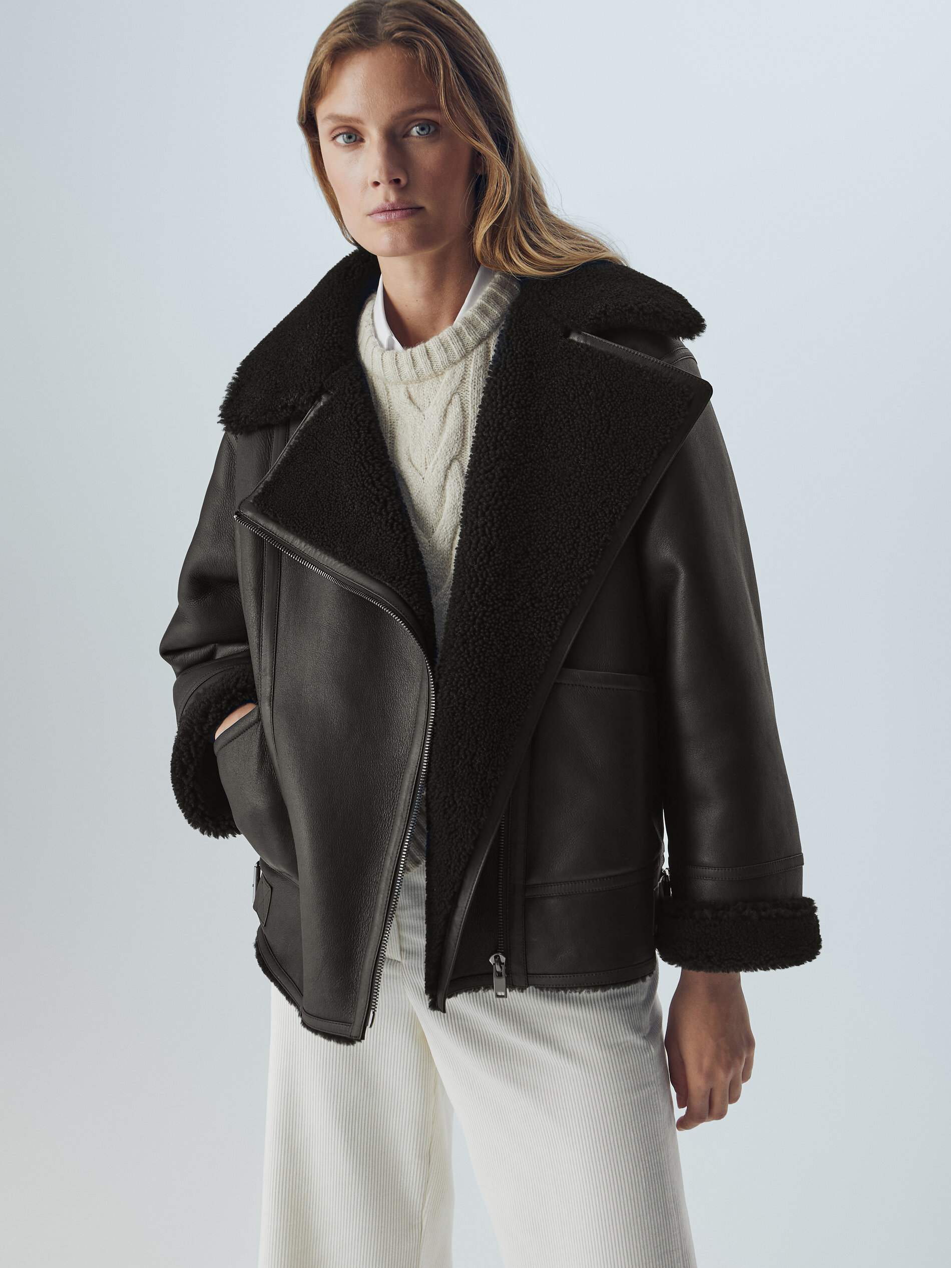 massimo dutti shearling coat