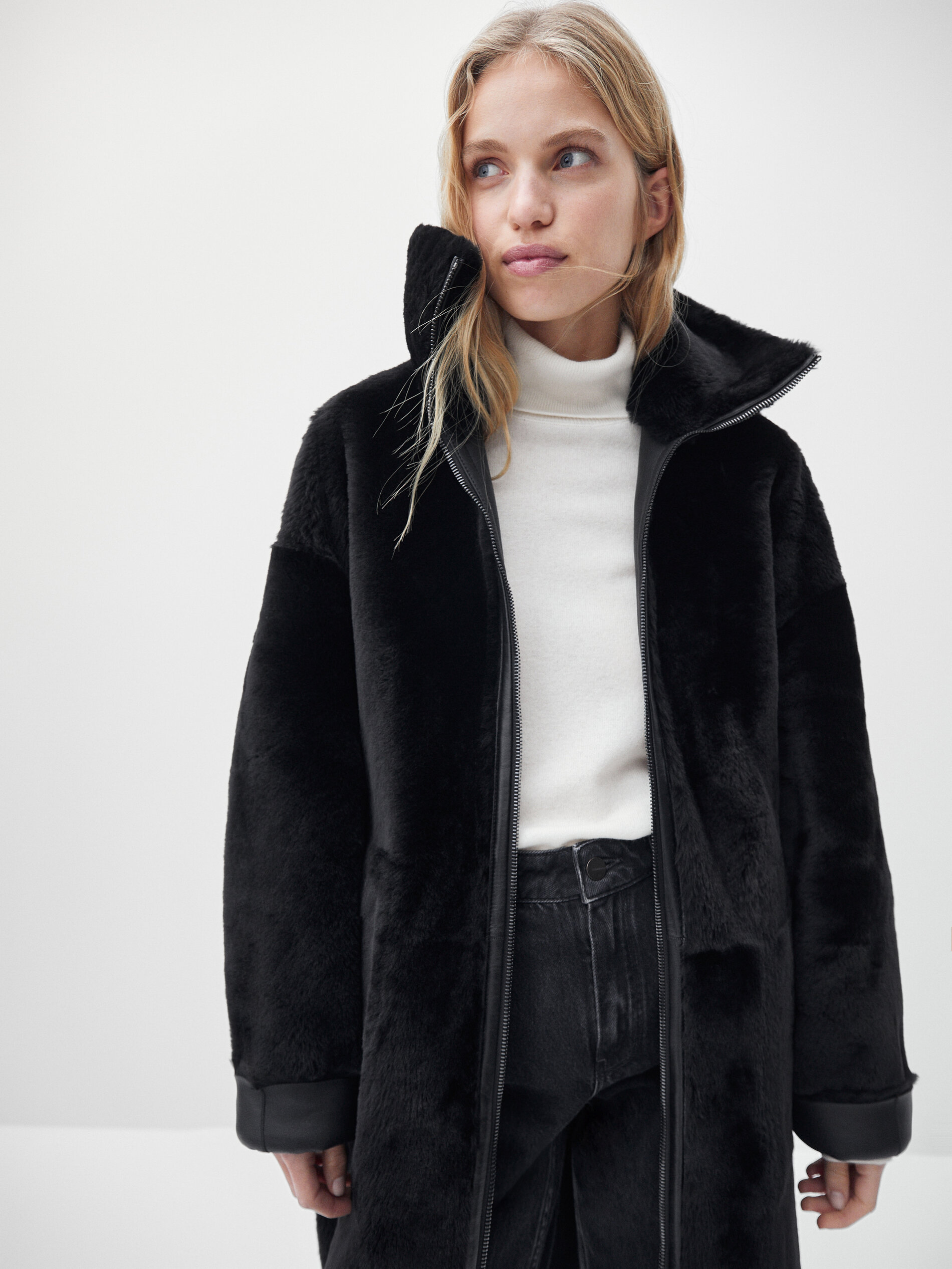 massimo dutti shearling coat