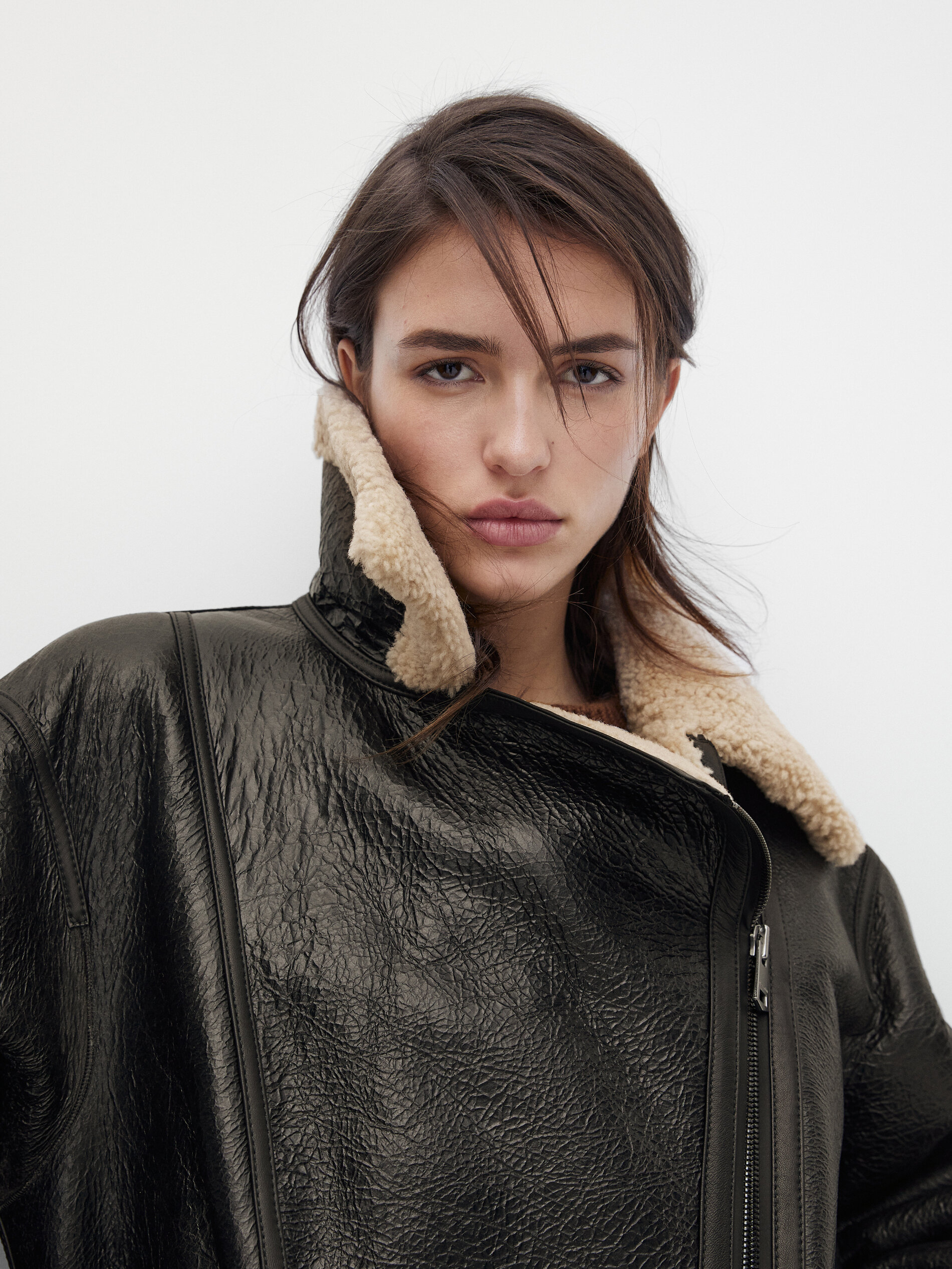 Mouton leather biker jacket - Women 