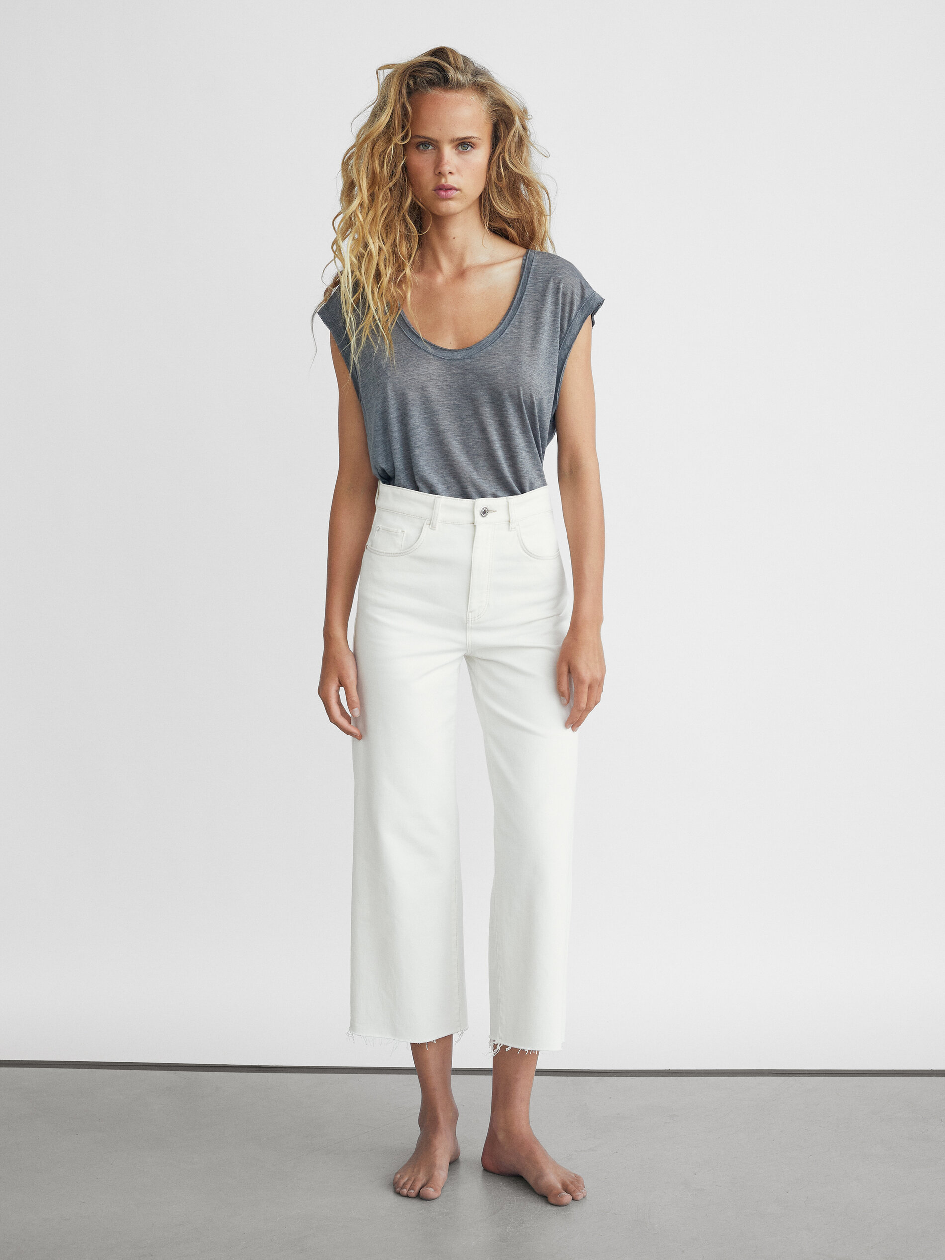 Cropped wide-leg trousers - null - Massimo Dutti
