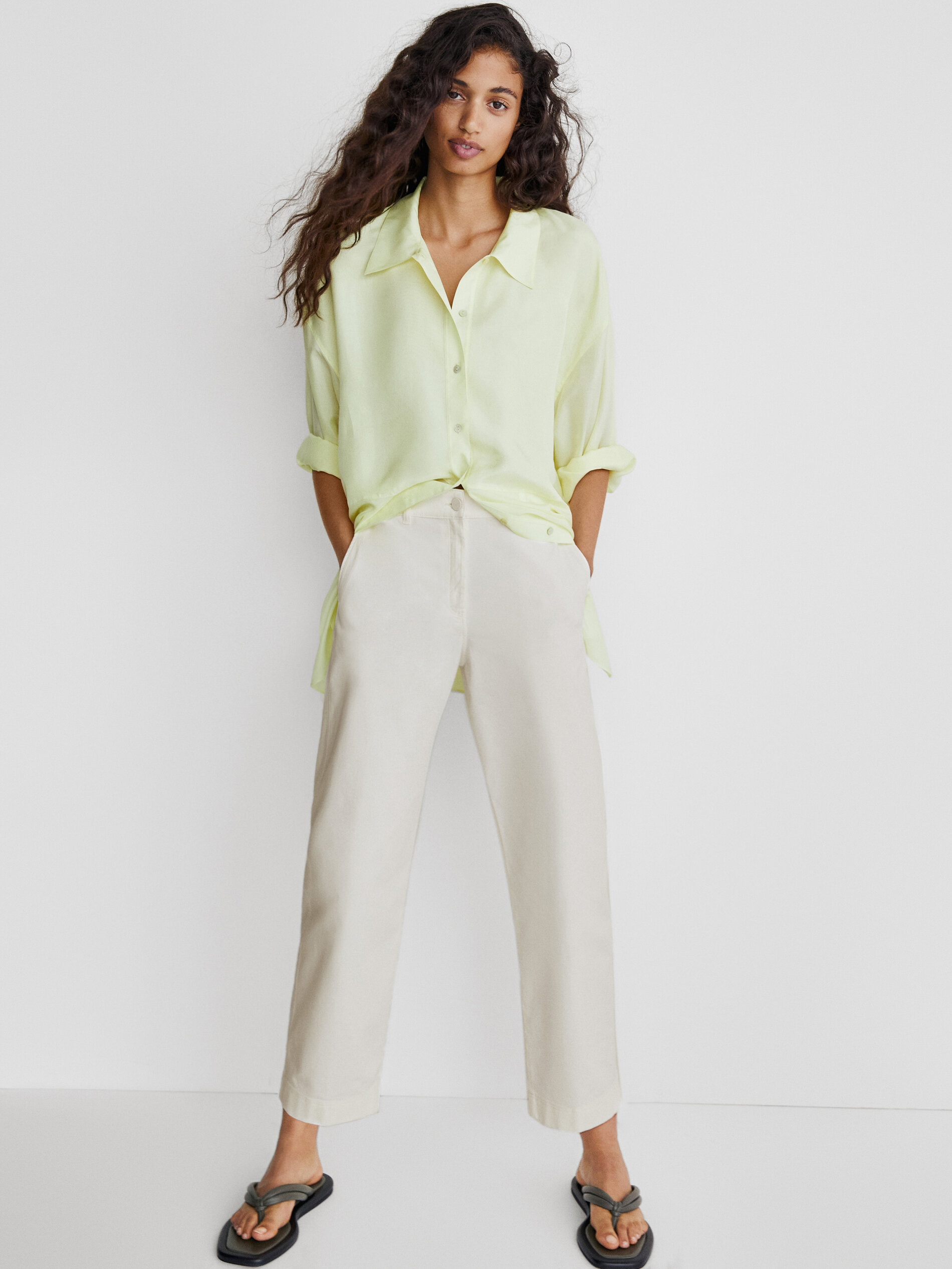 Slouchy cotton chino trousers - null 