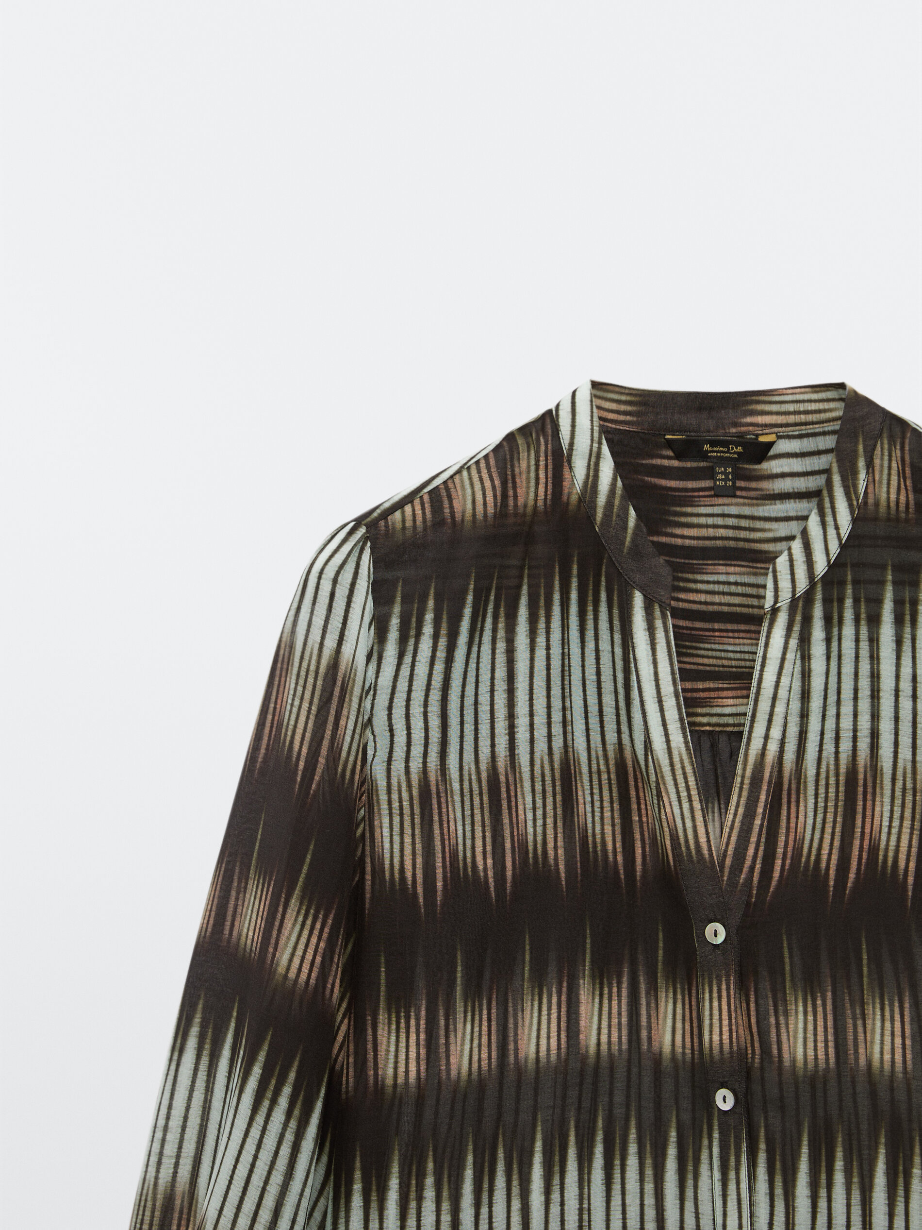 Cotton and silk printed shirt - null - Massimo Dutti