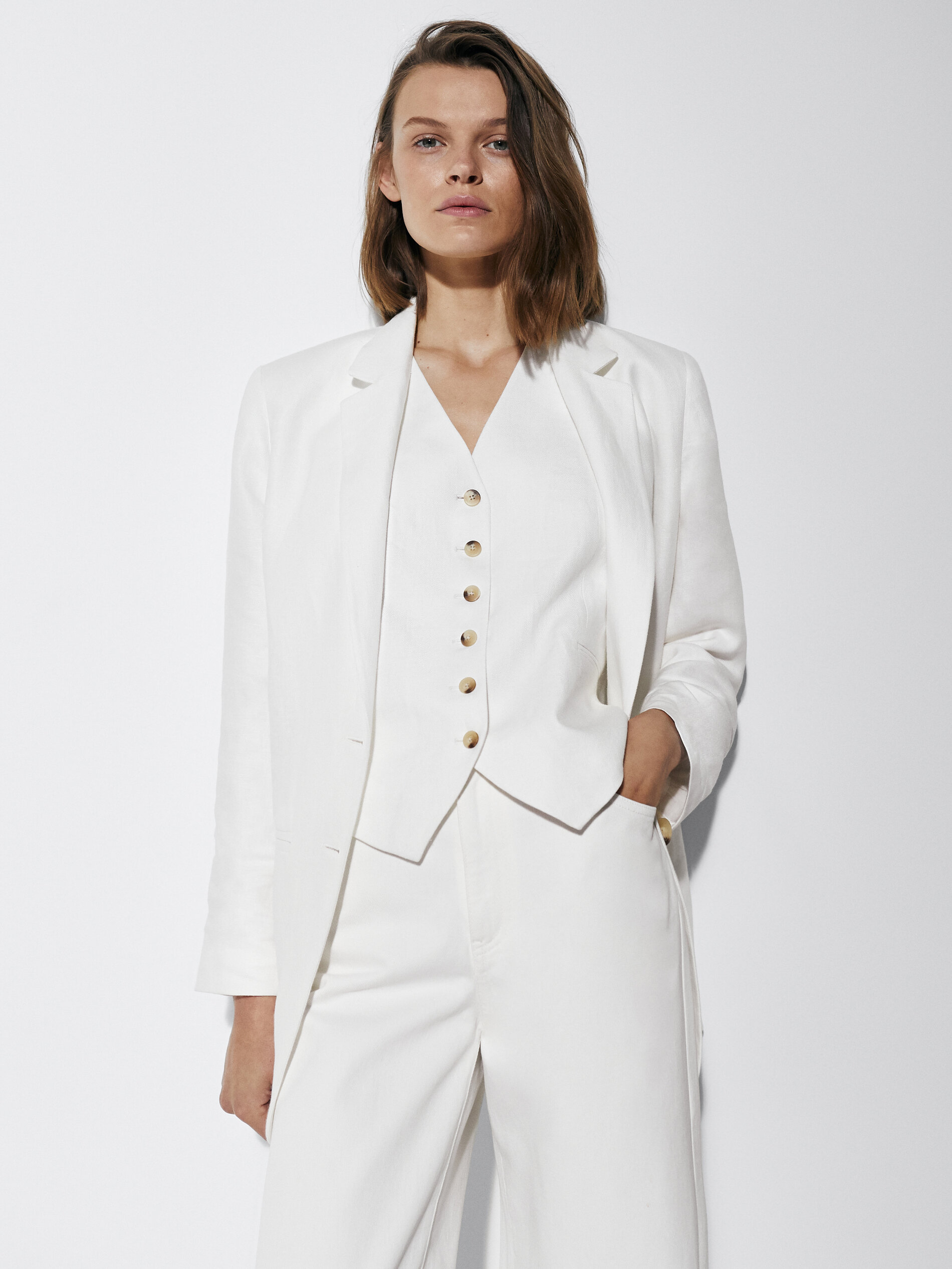 white linen blazer womens