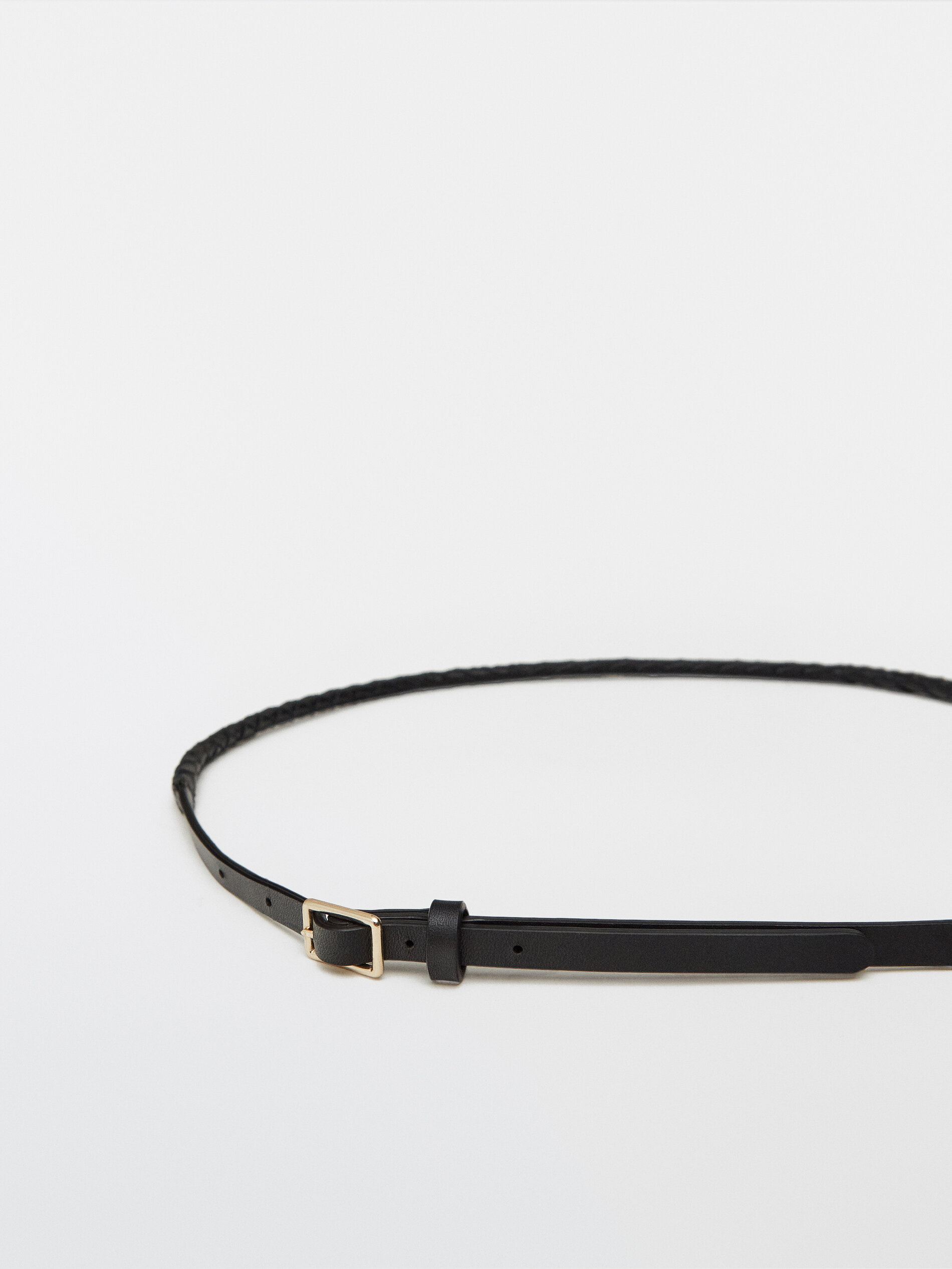 thin black leather belt