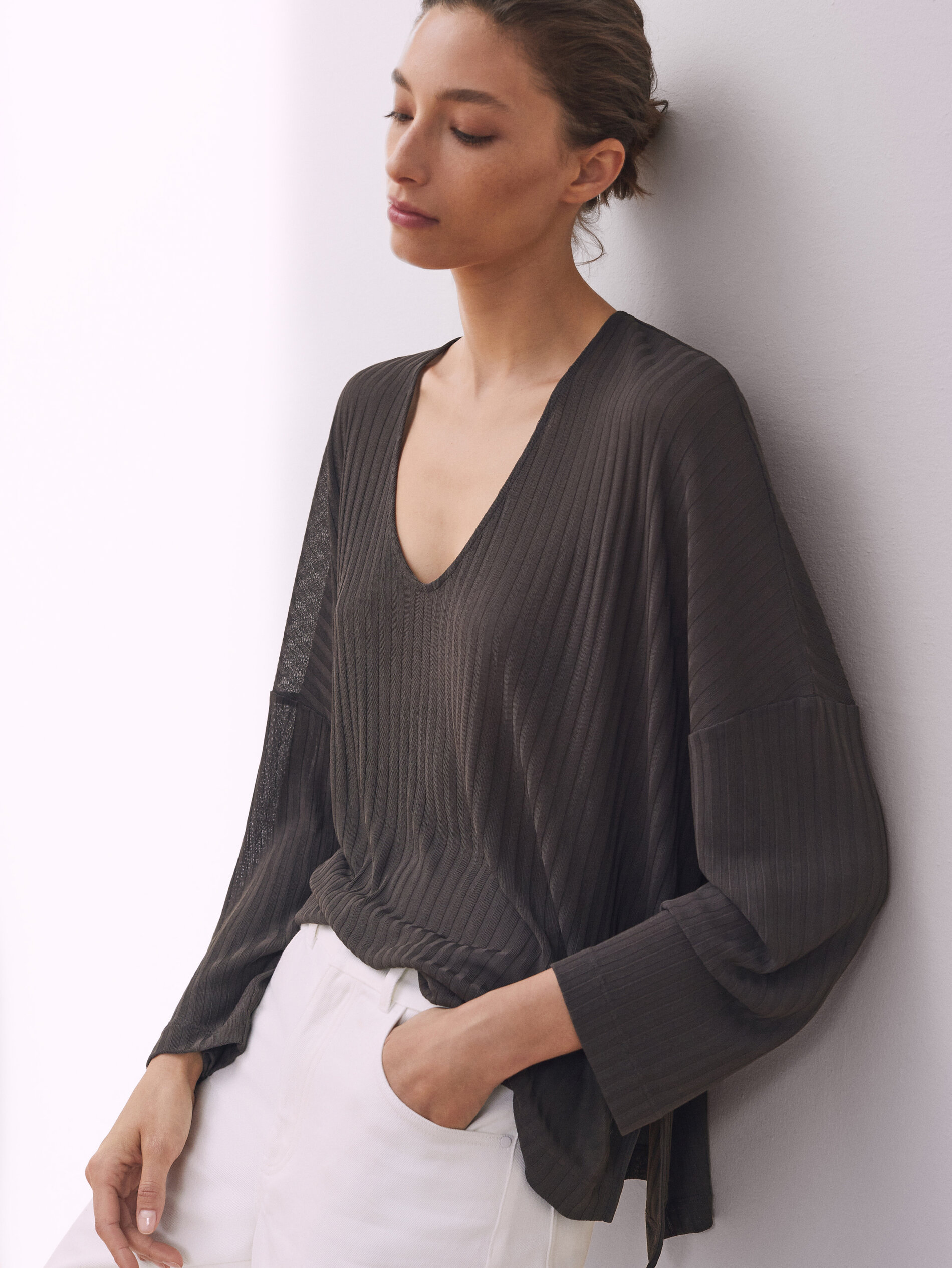 Ribbed long sleeve T-shirt - Women 
