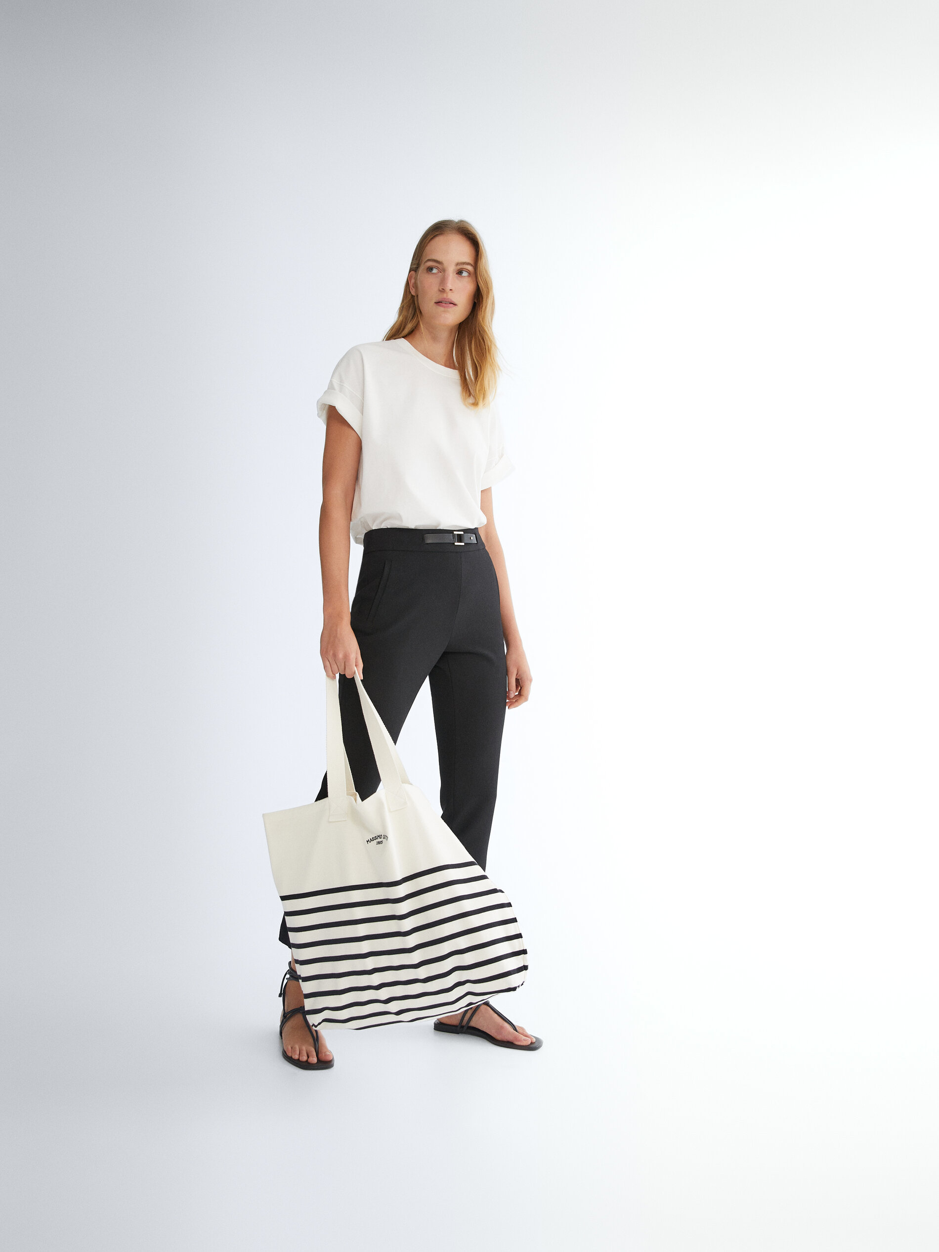 canvas striped tote bag