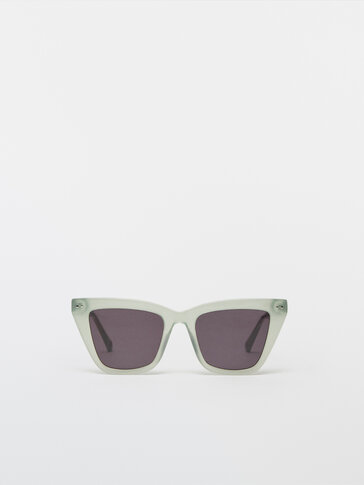 薄荷绿树脂镜框太阳眼镜