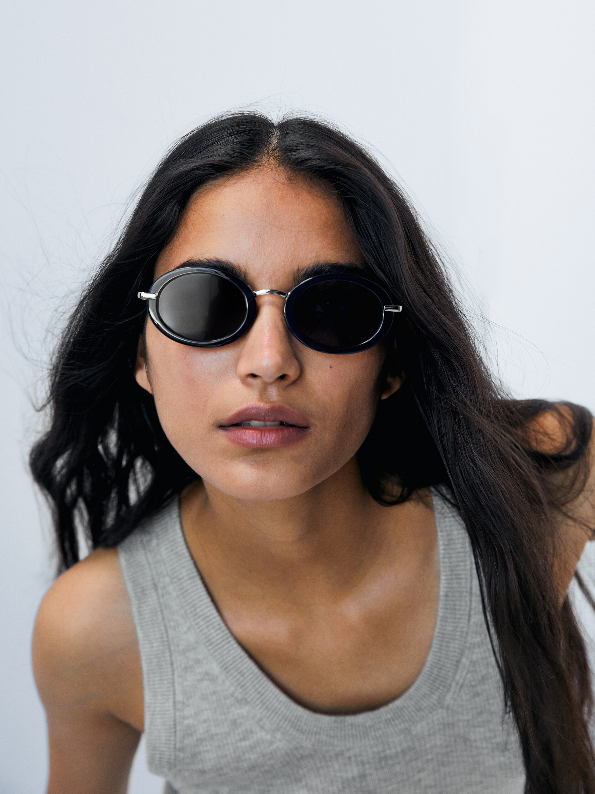 blue oval sunglasses