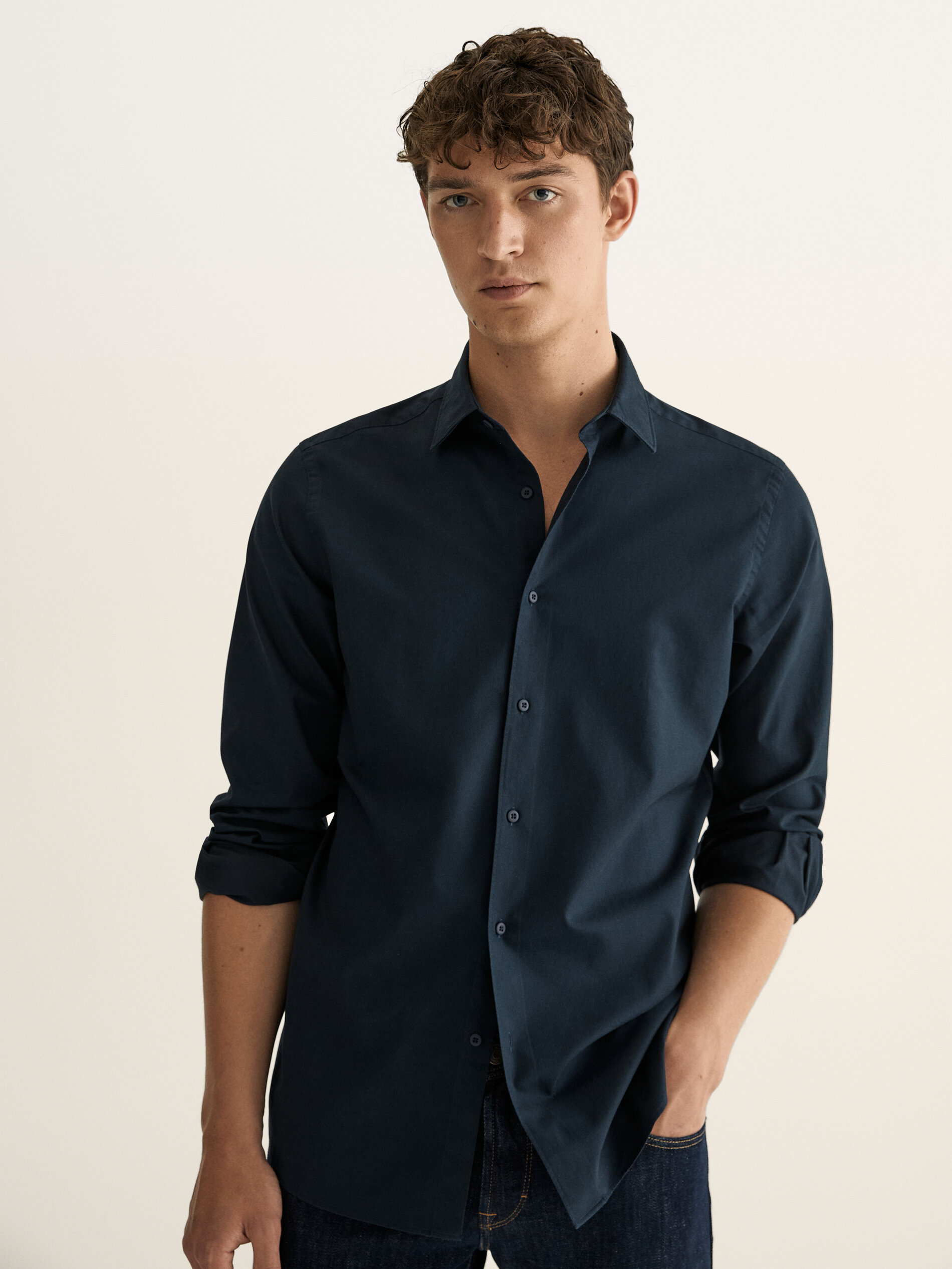 Slim fit cotton twill shirt - Men 
